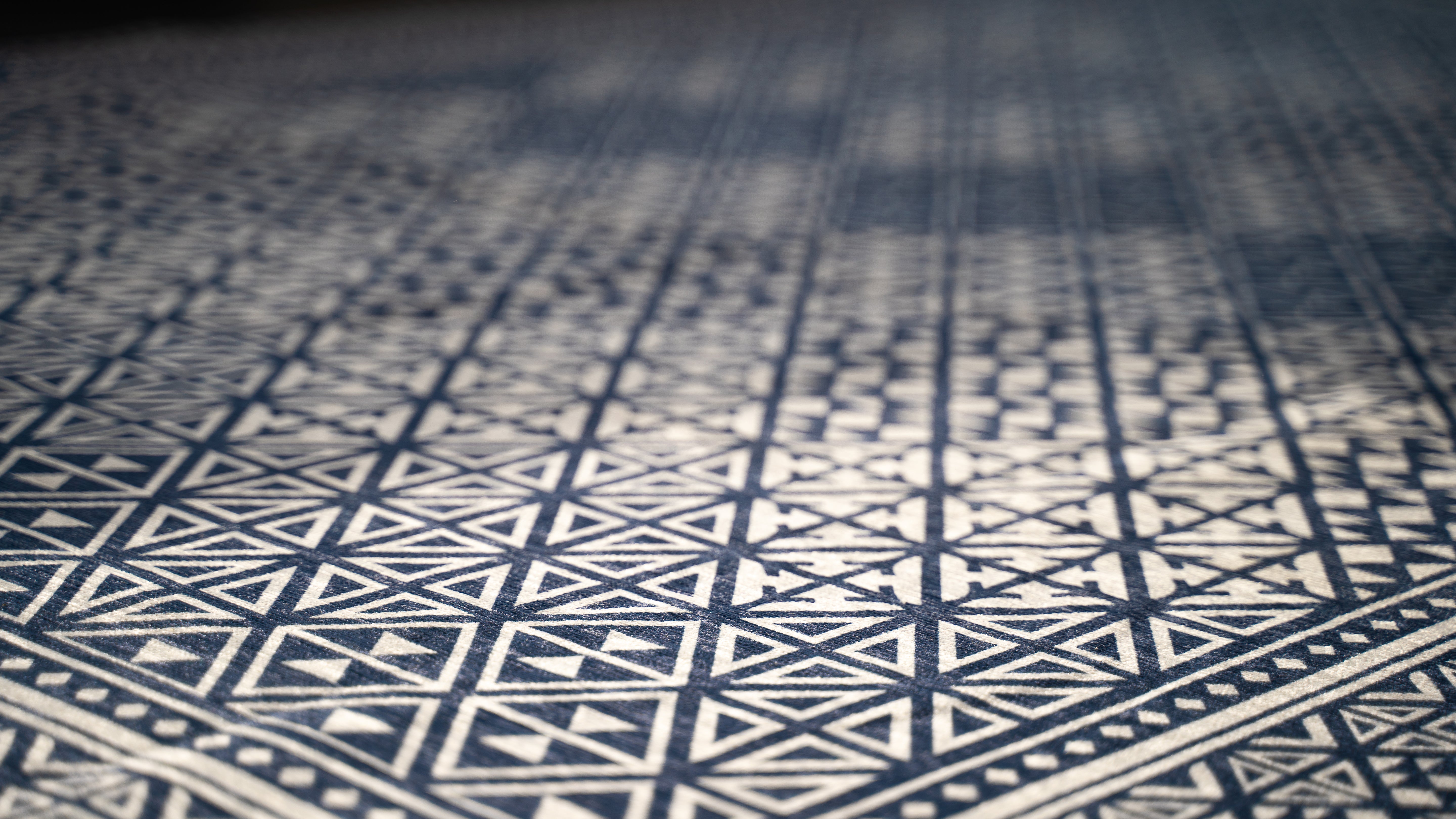 Tapis d'extérieur Triangle bleu denim avec sac
