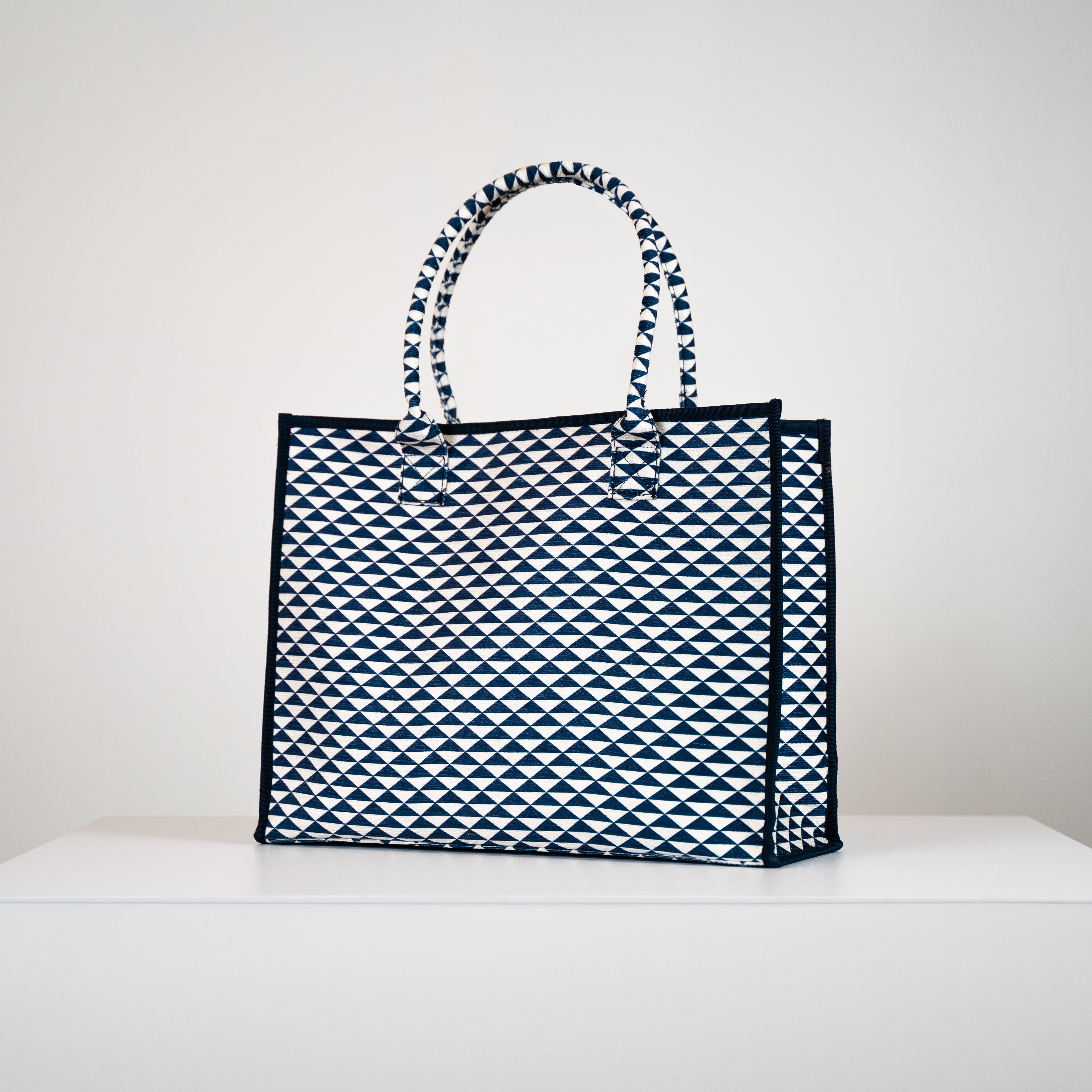Tapis d'extérieur Triangle bleu denim avec sac