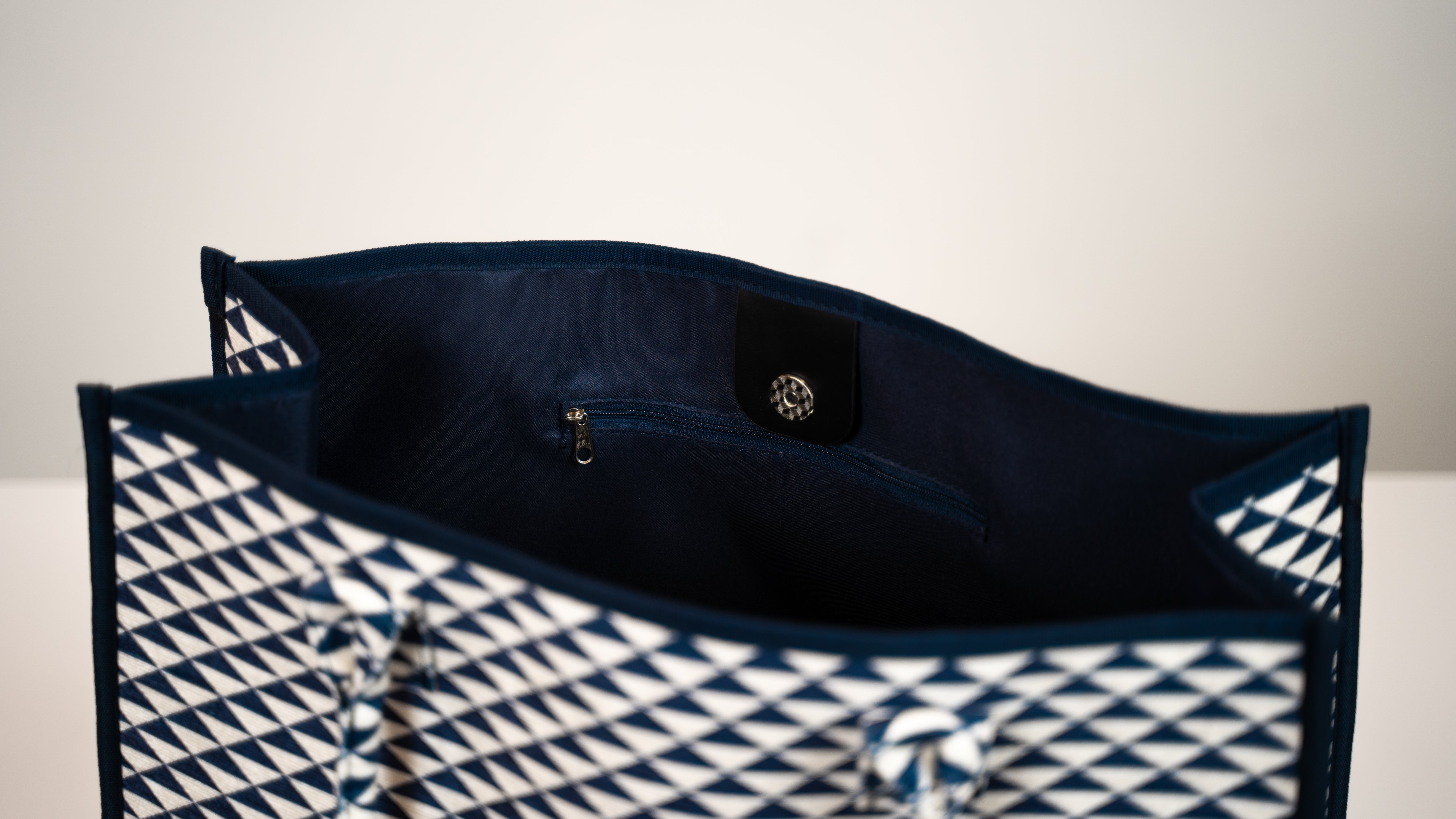 Tapis d'extérieur Triangle bleu denim avec sac