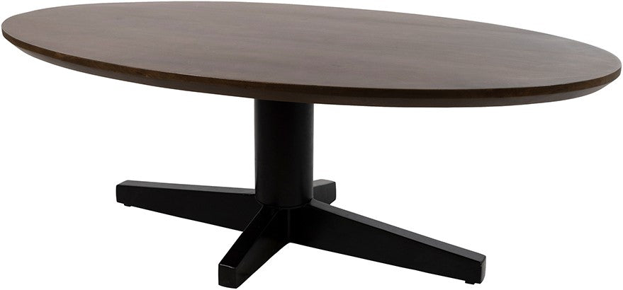 Table basse Scorpio 130, ovale, pieds noirs, noyer brun mangue - NW