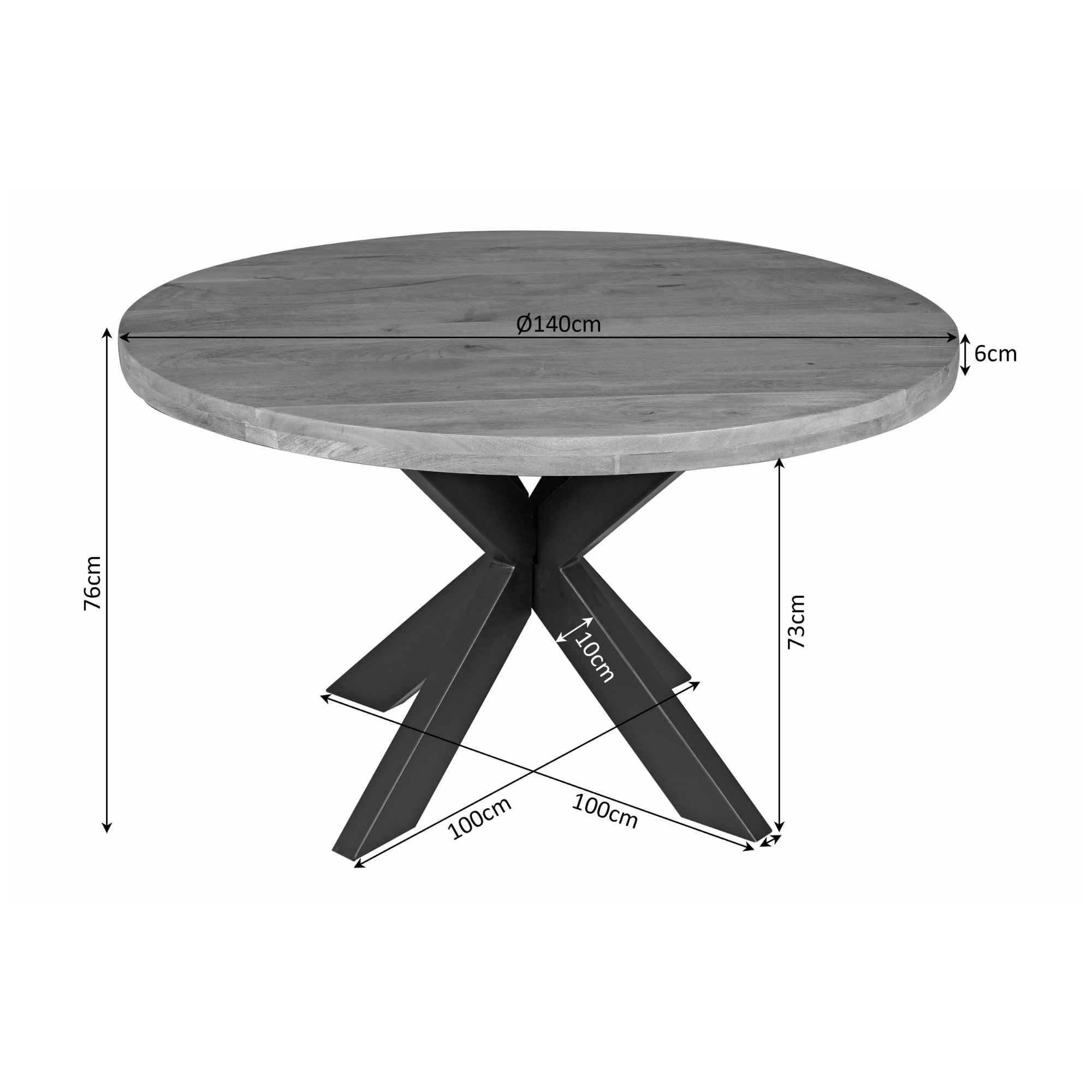Eettafel Denver | Rond | Mangohout | 140 cm - STF