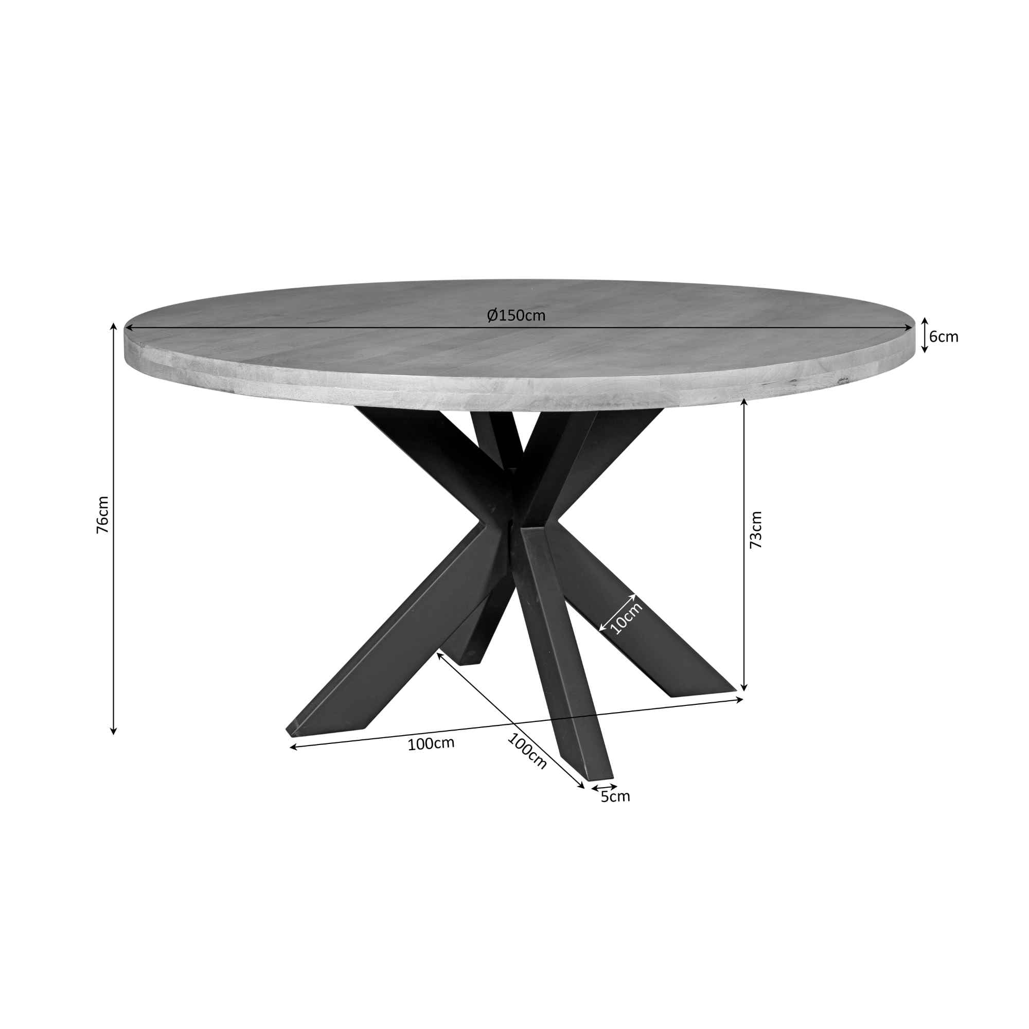 Eettafel Denver | Rond | Mangohout | 150 cm - STF