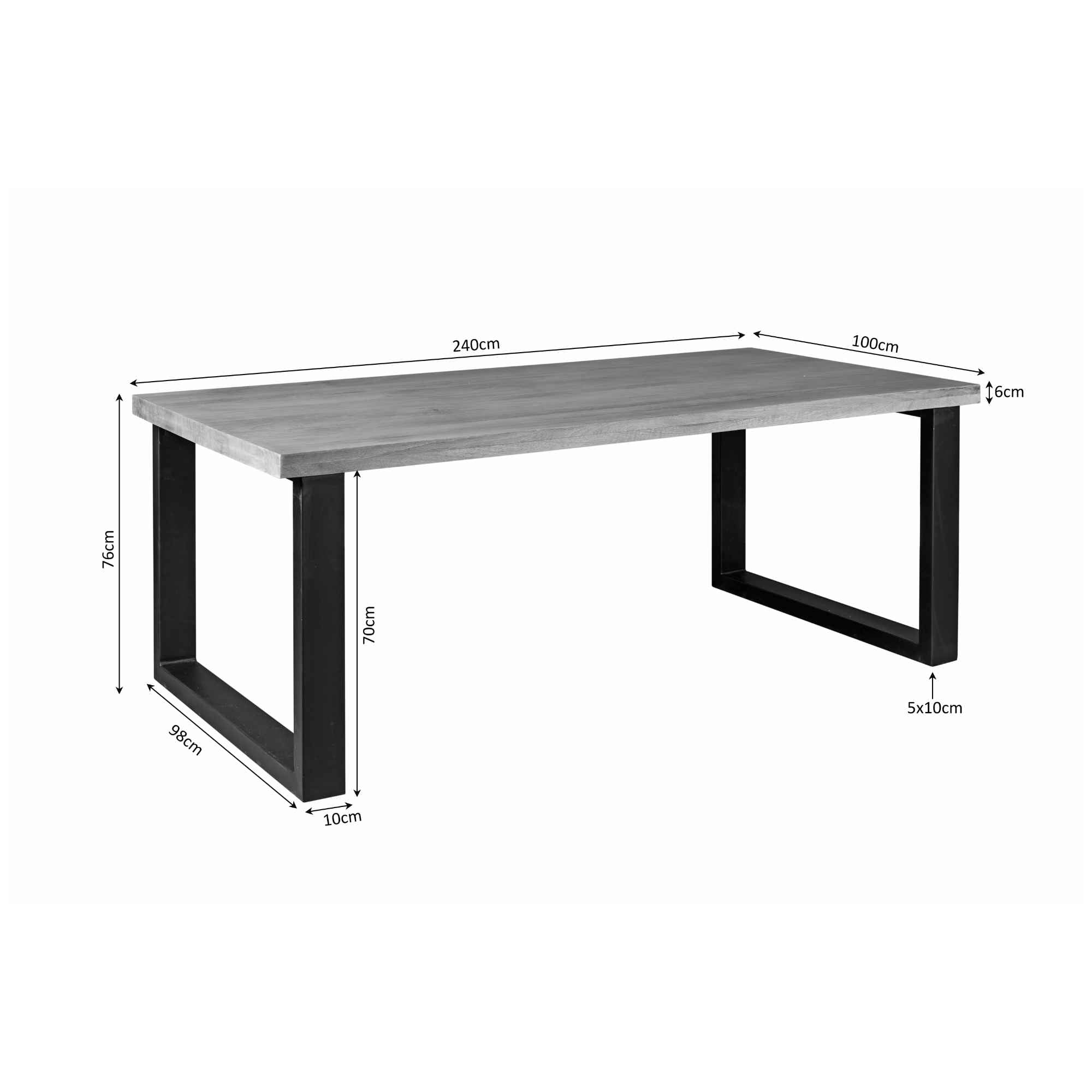 Eettafel Denver | Rechthoekige U-poot | 240 cm - STF