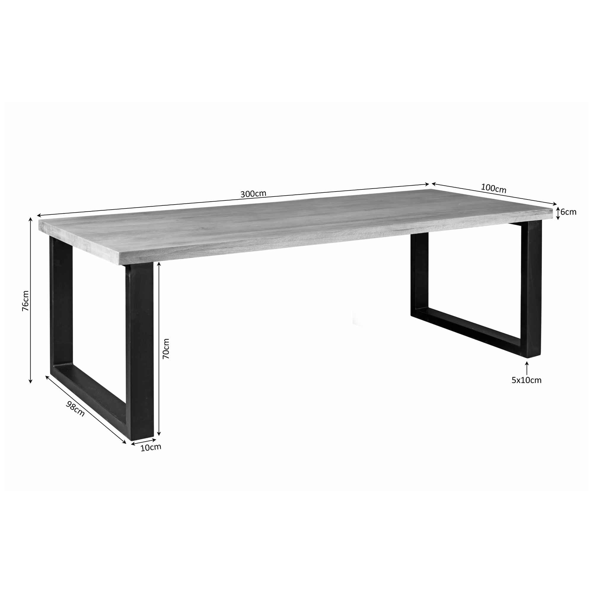 Eettafel Denver | Rechthoekige U-poot | 300 cm - STF