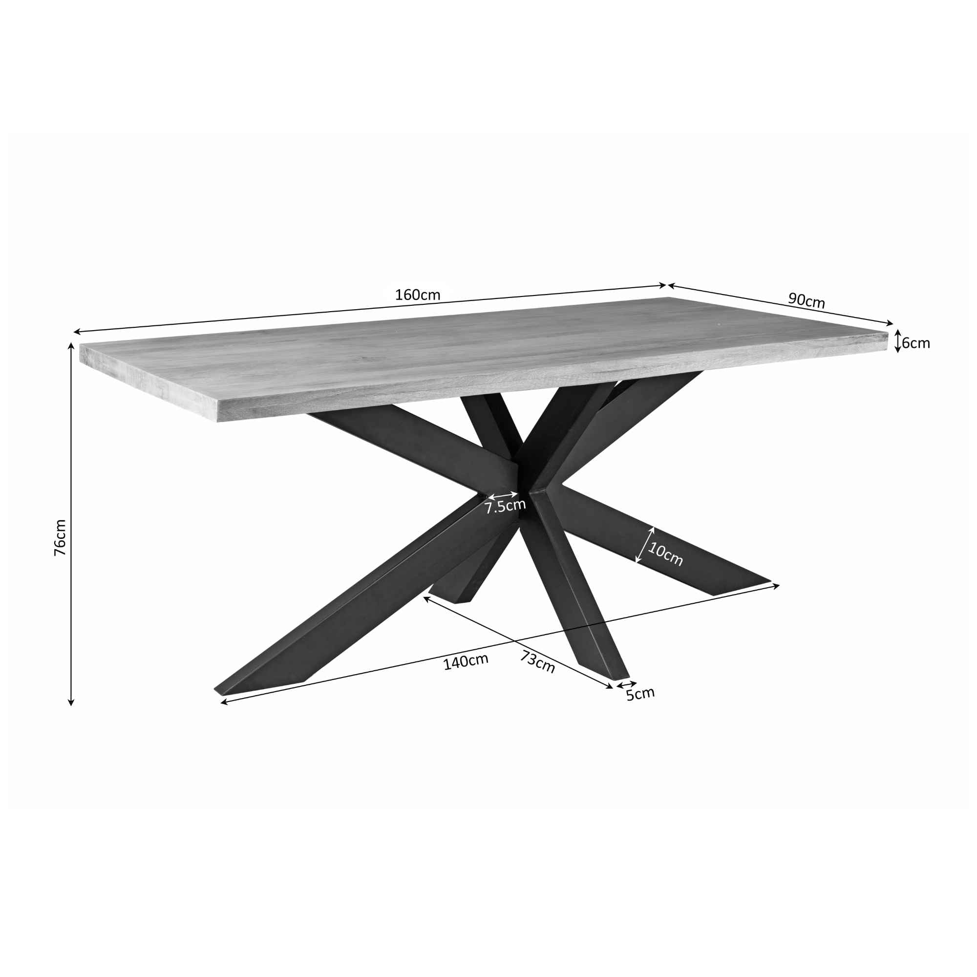 Eettafel Denver | Rechthoekige matrixpoot | 160 cm - STF