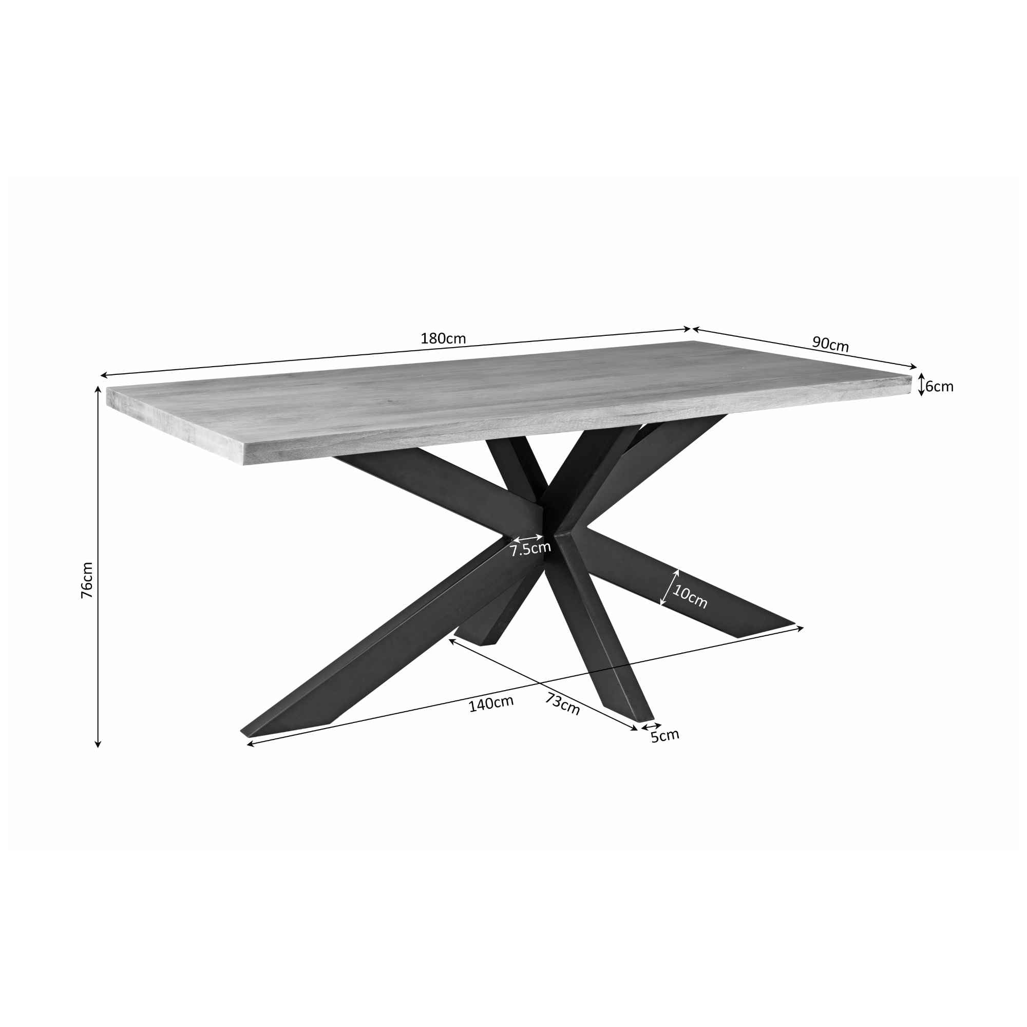 Eettafel Denver | Rechthoekige matrixpoot | 180 cm - STF