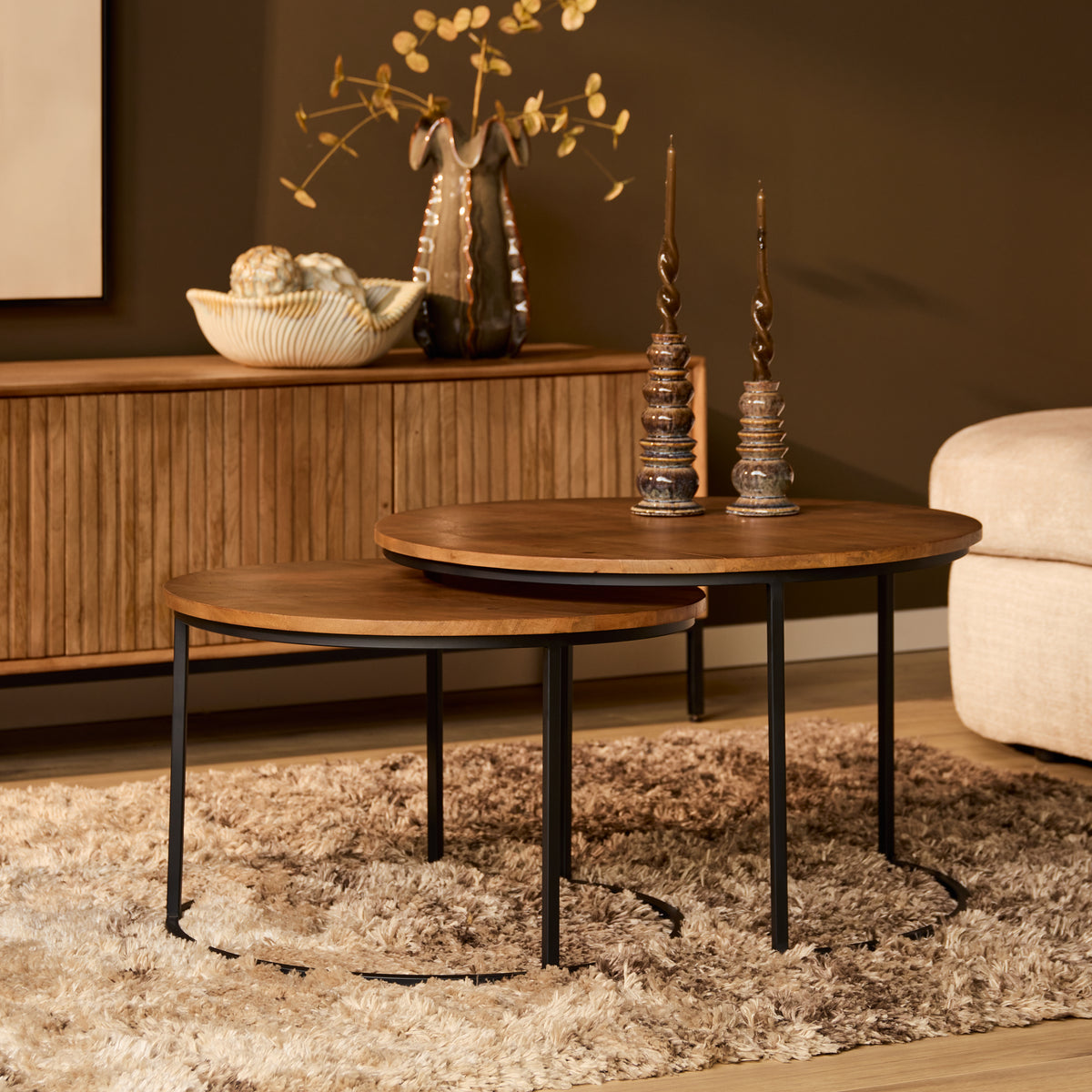 Salontafel Madison Naturel | 70 cm | Set van 2 - STF