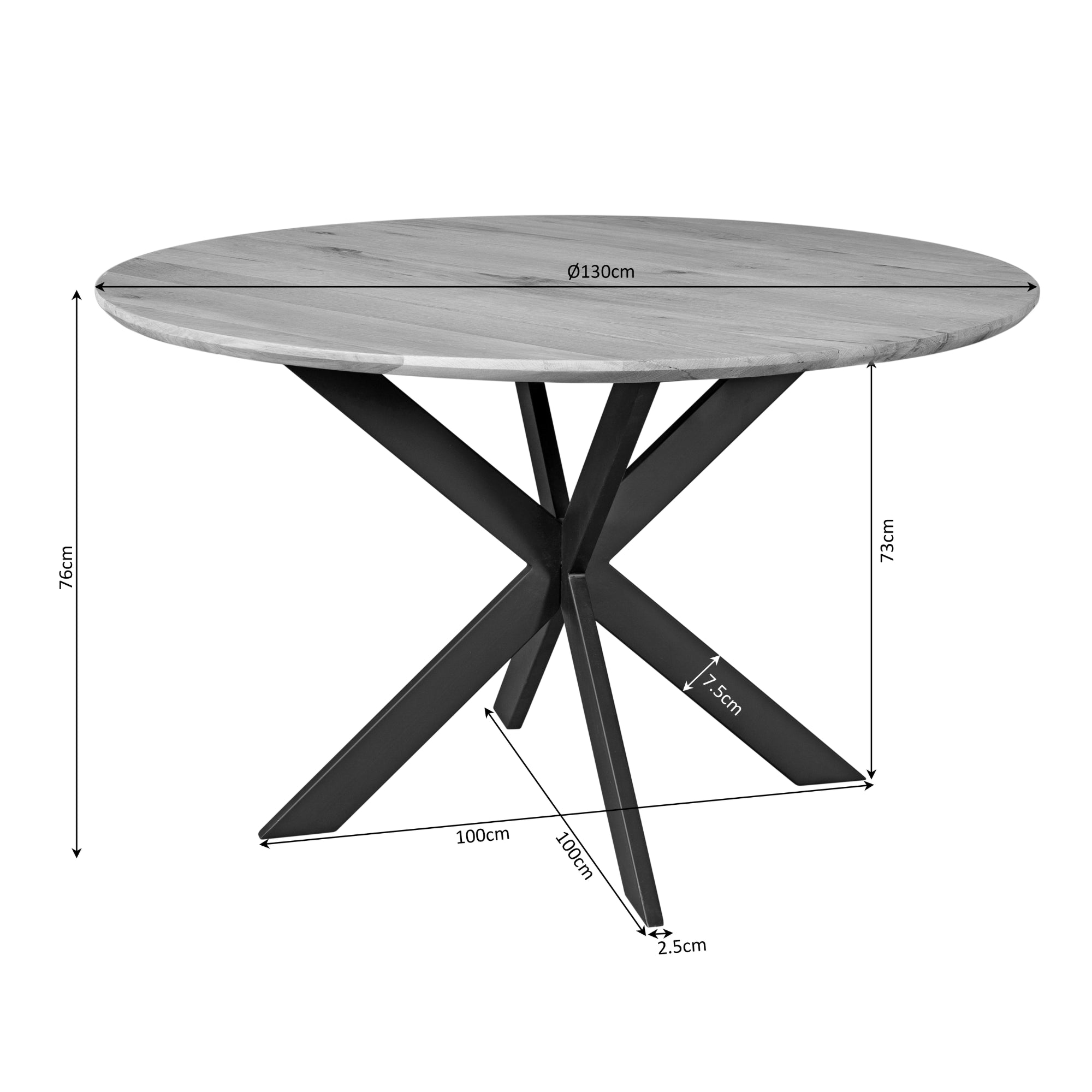 Table de salle à manger ronde en chêne Ferris | Ø 130 cm | Naturel - STF
