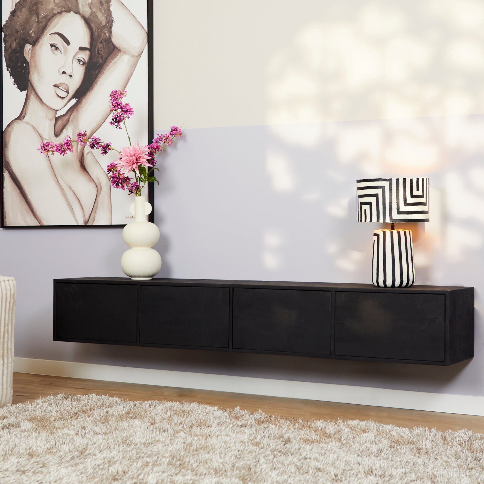 Zwevend tv-meubel Vision Black 200 - STF