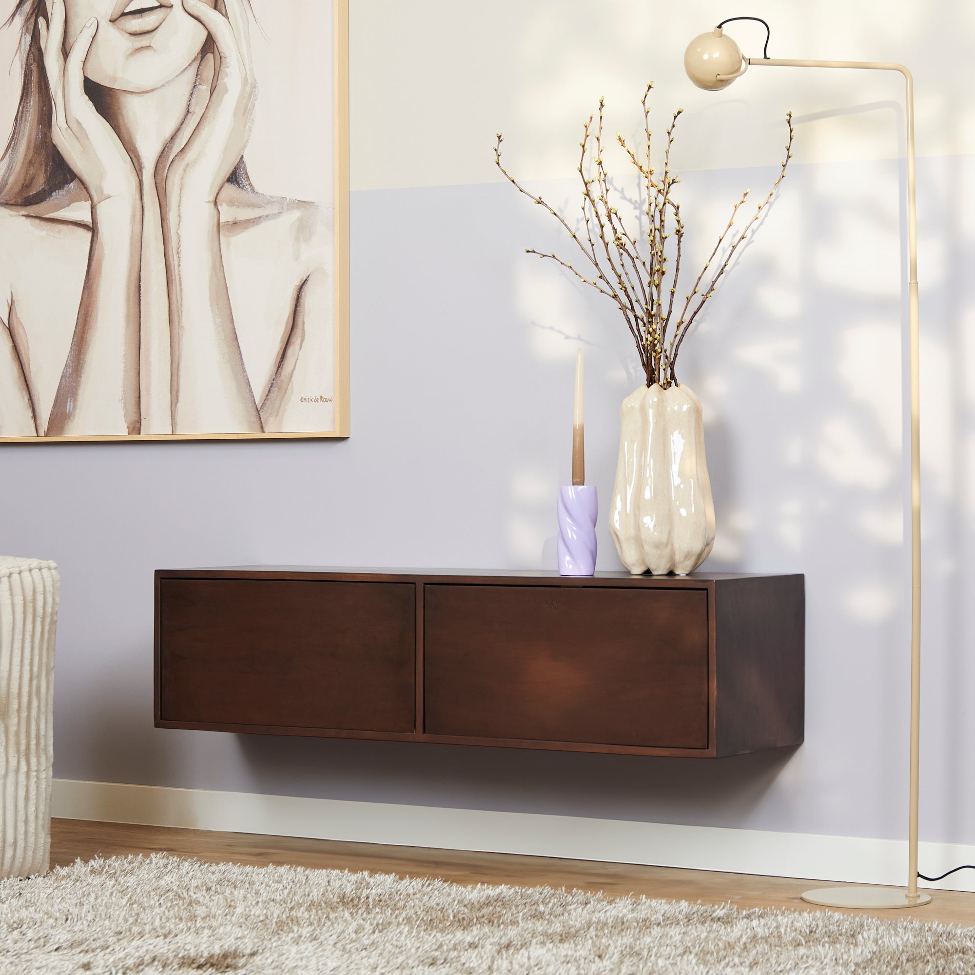 Zwevend tv-meubel Vision Walnut 120 - STF