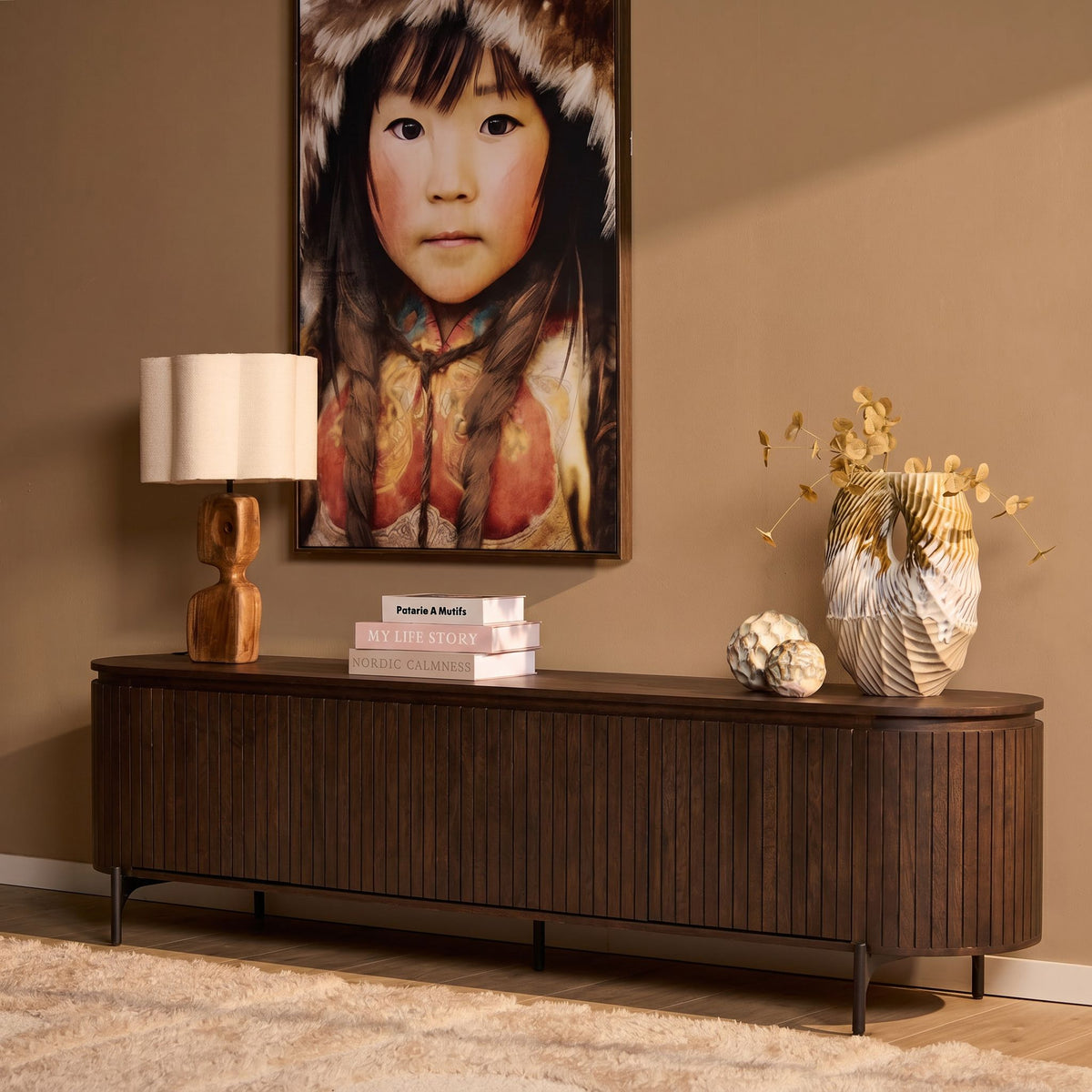 Tv meubel Solana Bruin Mangohout 210 cm - STF