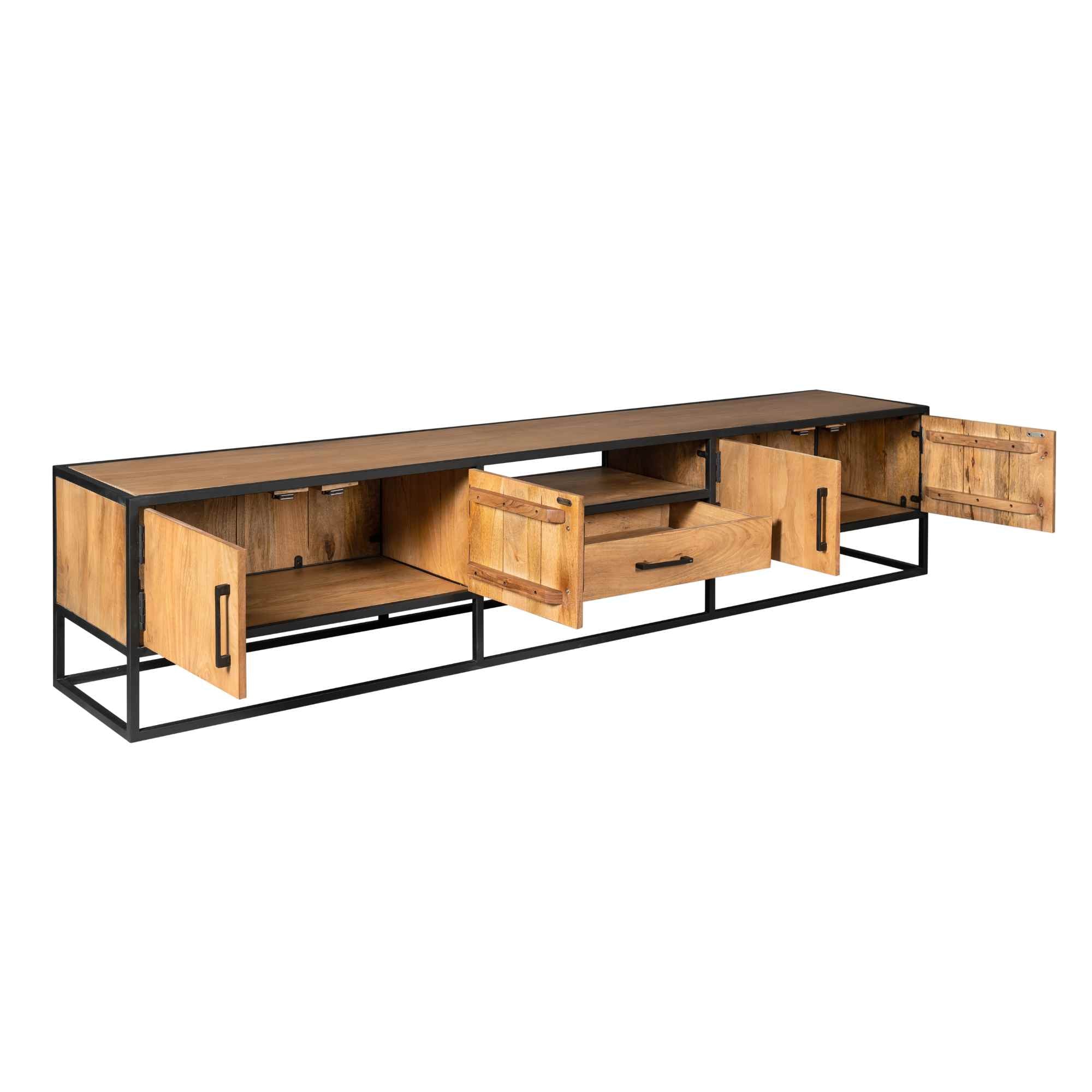 Tv-meubel Denver | Mangohout en staal | 240 cm - STF