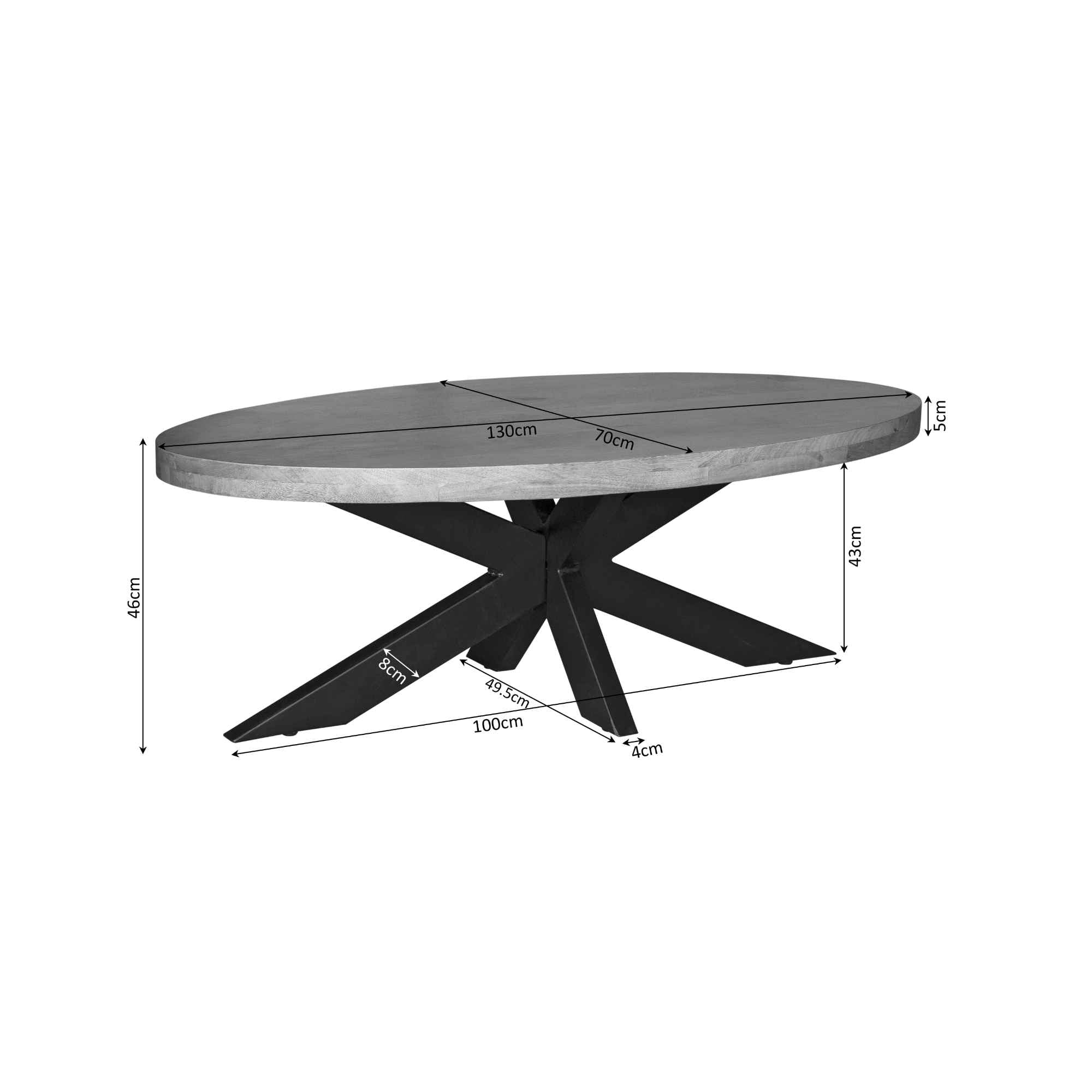 Salontafel Denver | 130 cm | Ovaal - STF