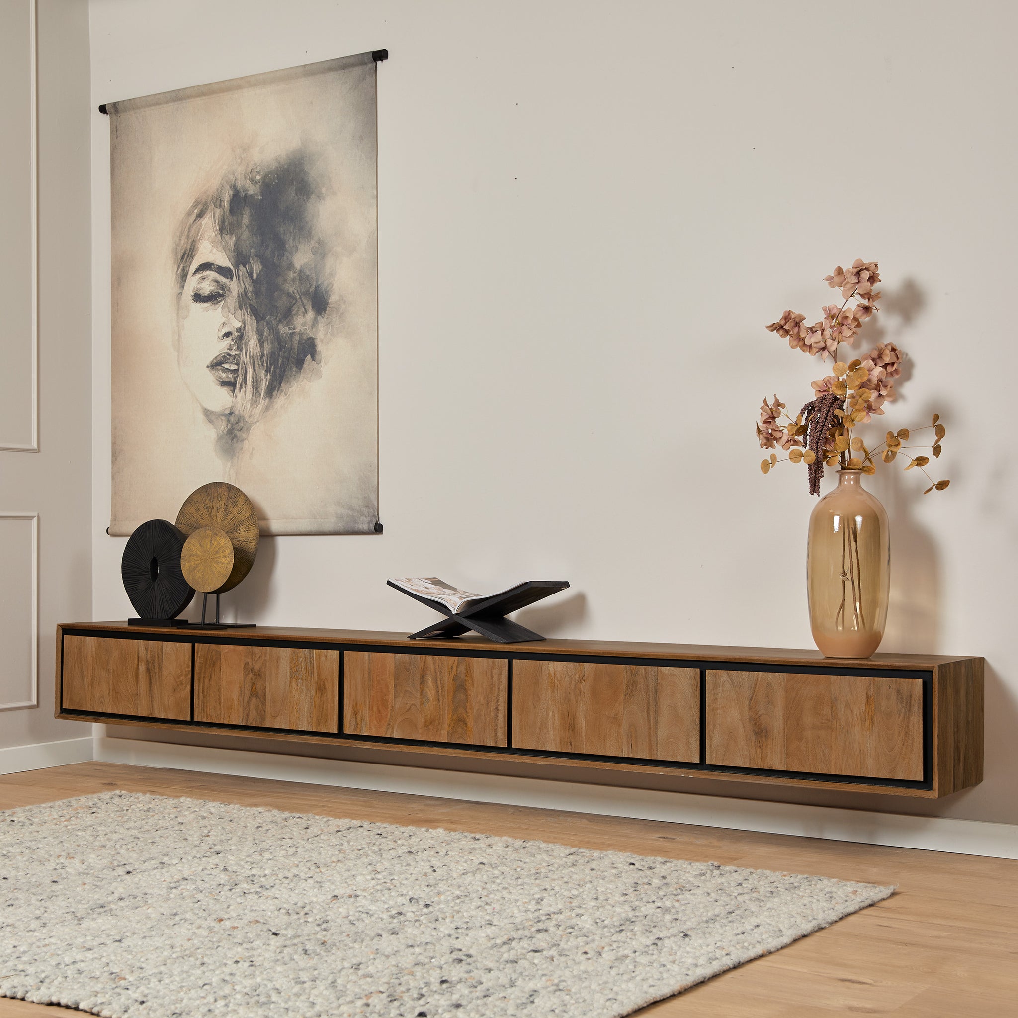 Zwevend tv-meubel RichWood | 280 cm - SF