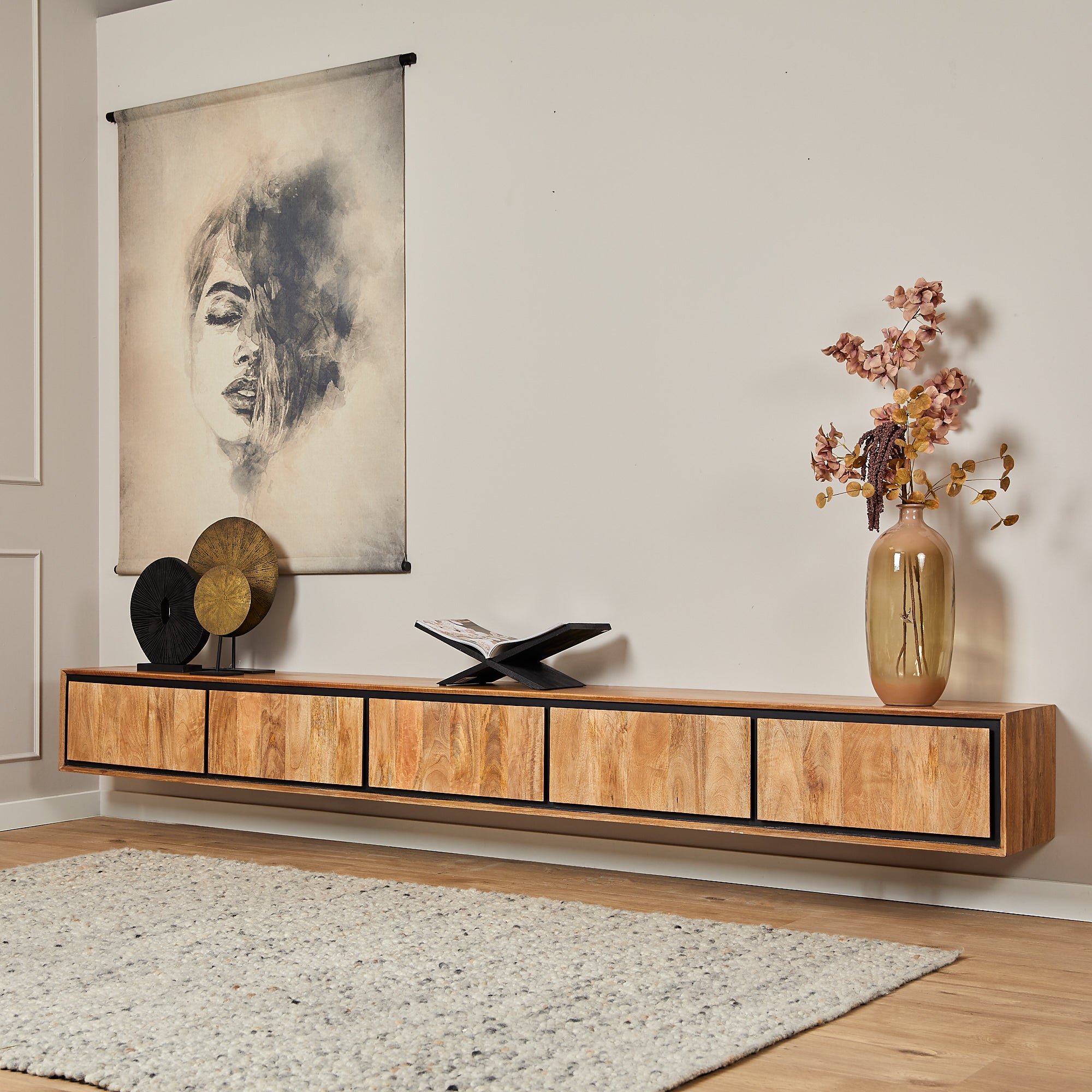 Zwevend tv-meubel RichWood | 280 cm - SF