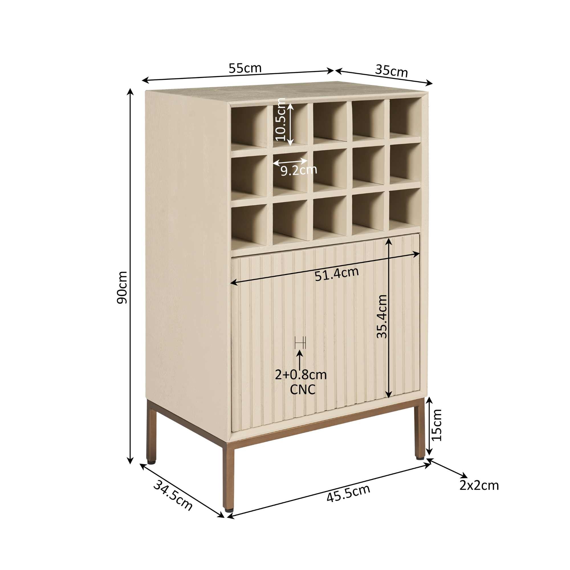 Wijnkast Madison Zand | 55 cm - STF