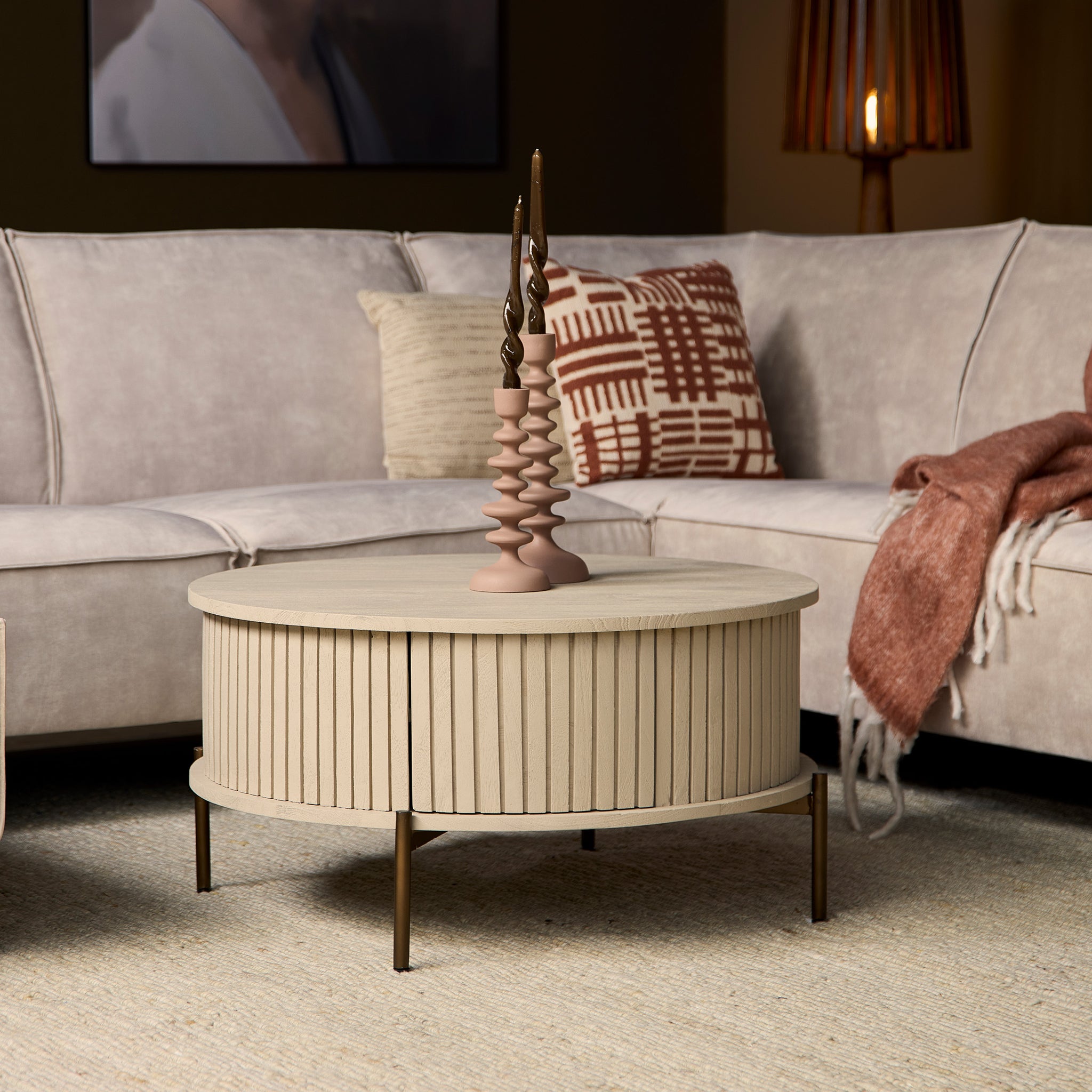 Salontafel Madison Zand | 80 cm | Rond - STF