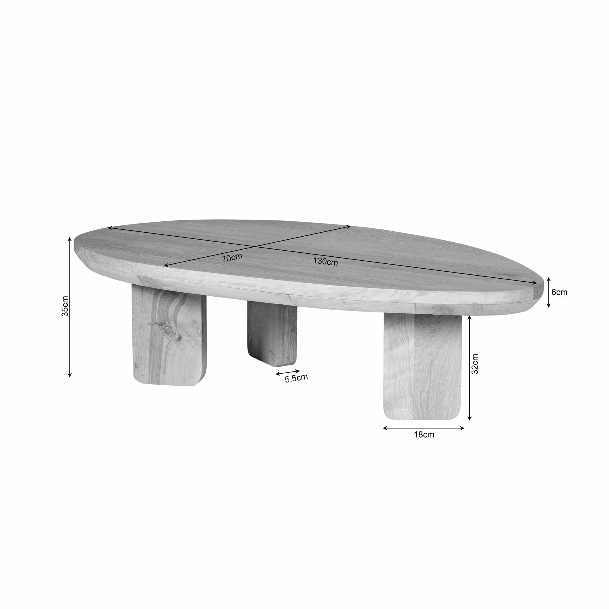 Salontafel Zillah | 130 cm | Naturel Eiken - STF