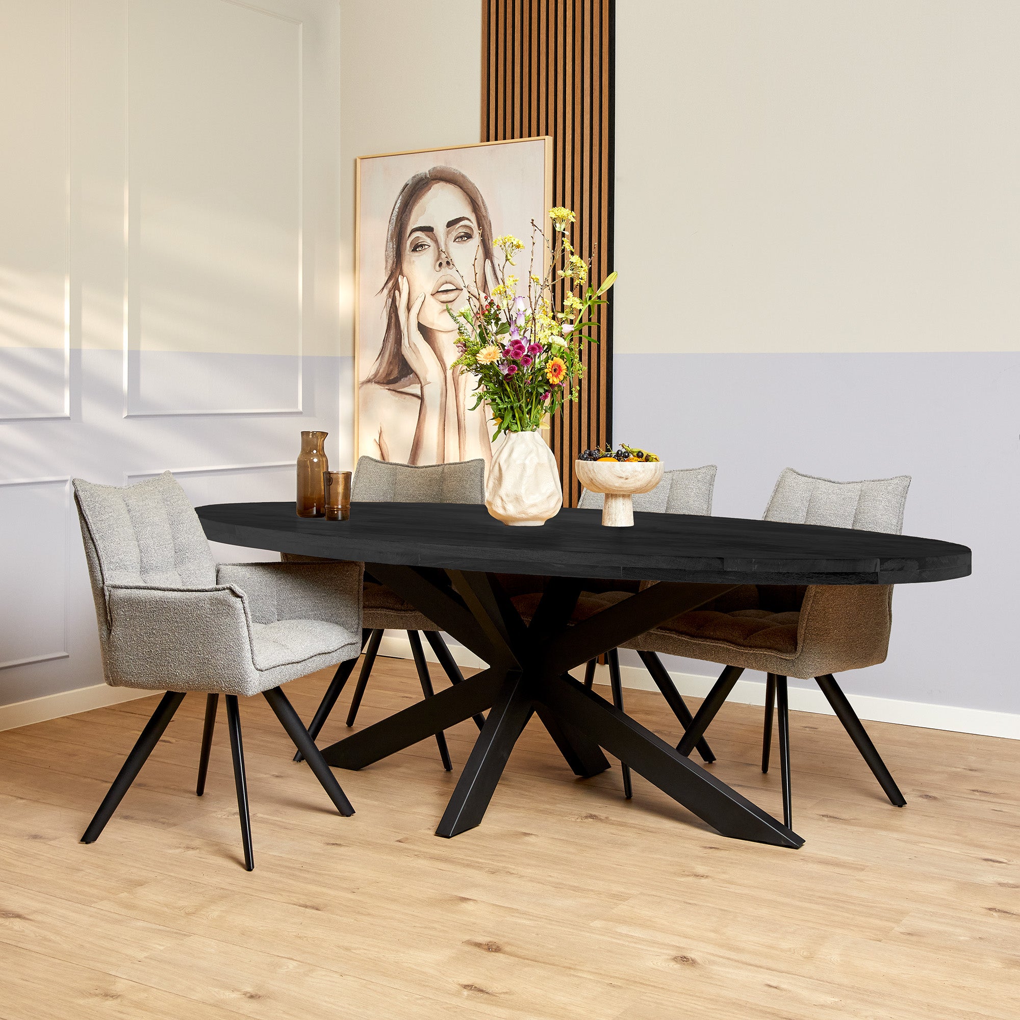 Eettafel Denver Zwart | Ovaal | 300 cm - STF