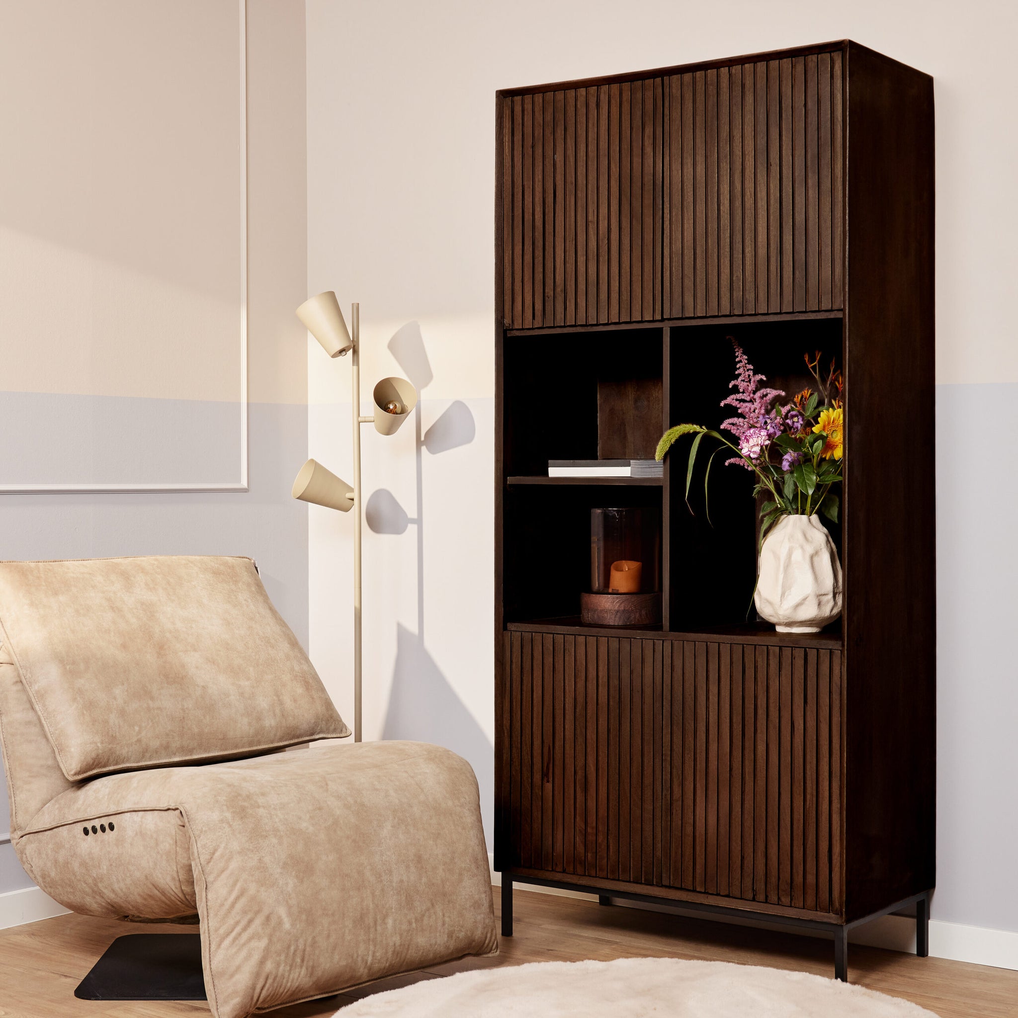 Vakkenkast Madison bruin | 90 cm - STF