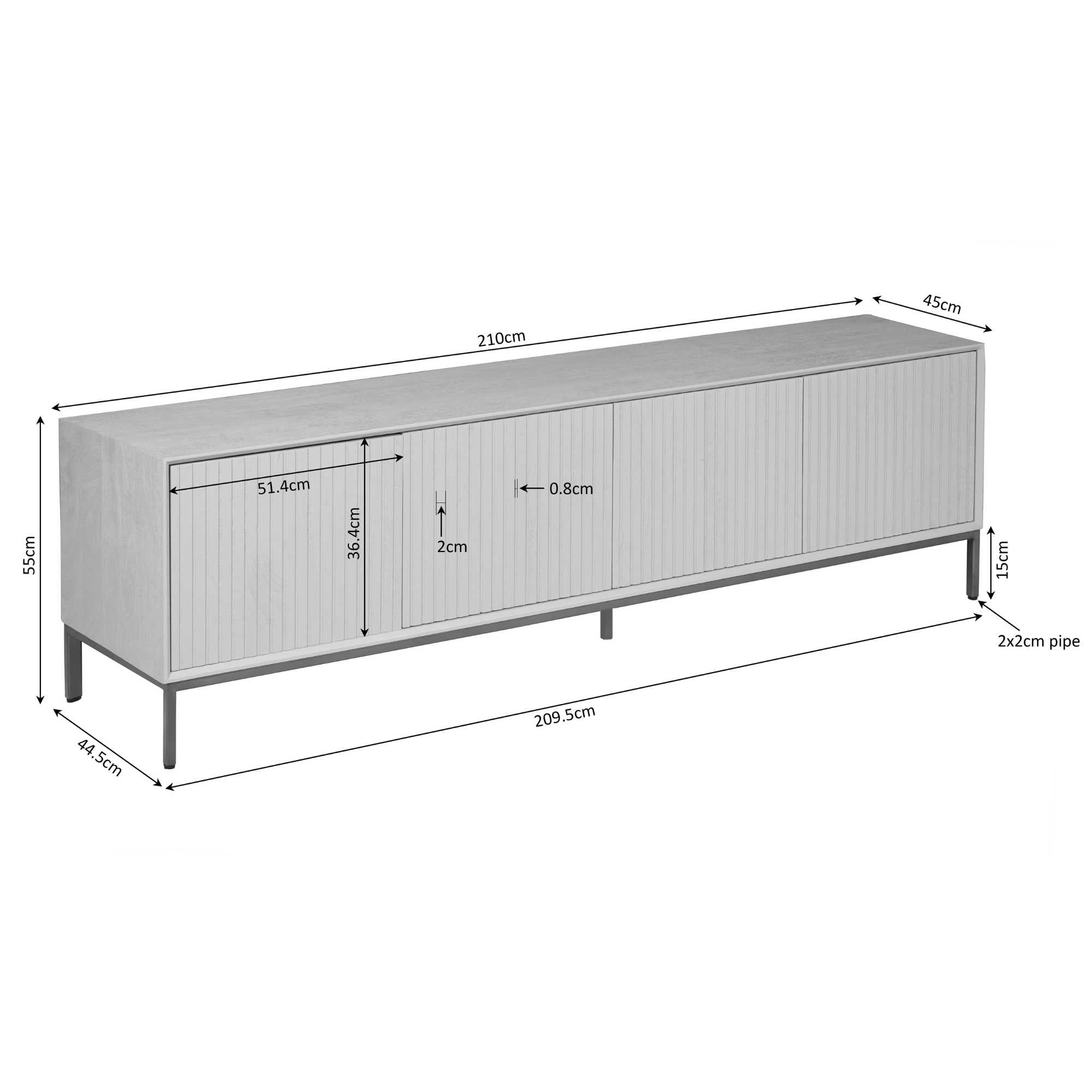 Tv-meubel Madison Natural | 210 cm - STF