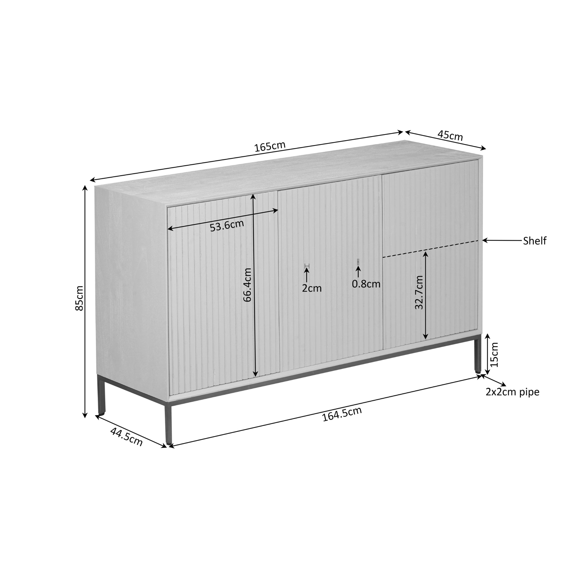 Dressoir Madison Natuurlijk | 165 cm - STF
