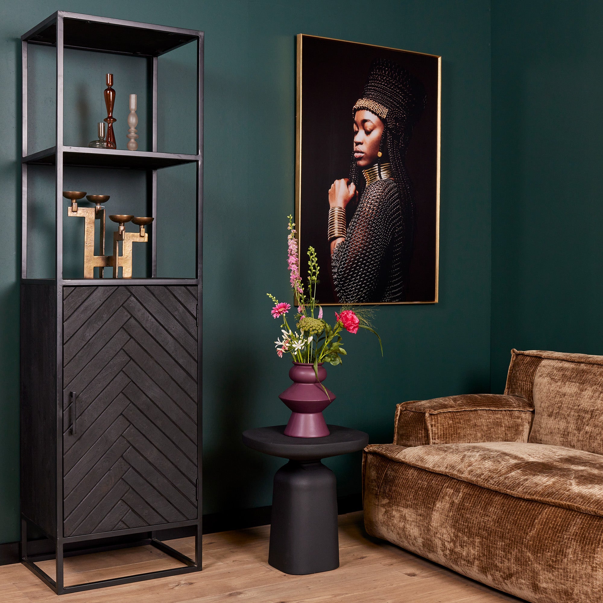 Boekenkast New York | Mangohout en staal | 1 deur - STF