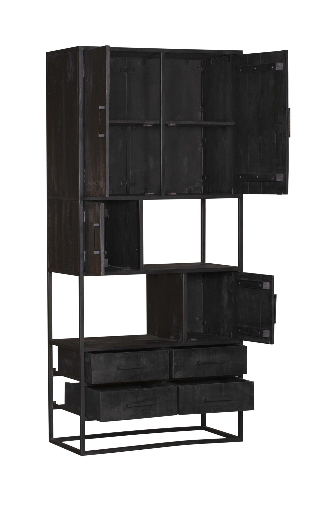 Boekenkast Denver Zwart | Mangohout en staal | 90 cm - STF