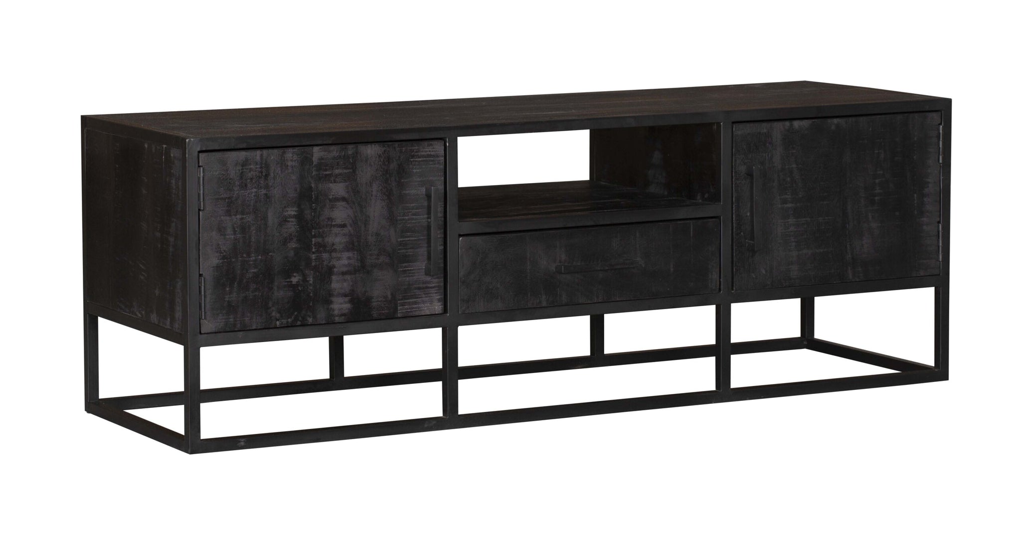 Tv-meubel Denver Zwart 145 cm | Mangohout en staal - STF