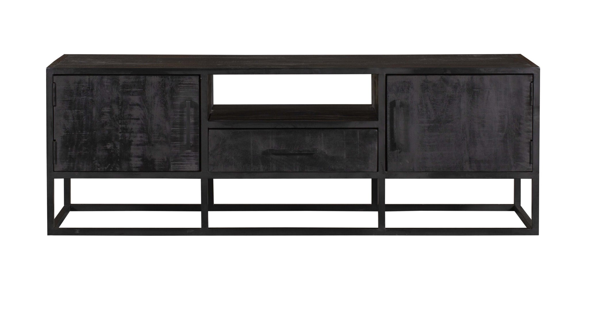 Tv-meubel Denver Zwart 145 cm | Mangohout en staal - STF