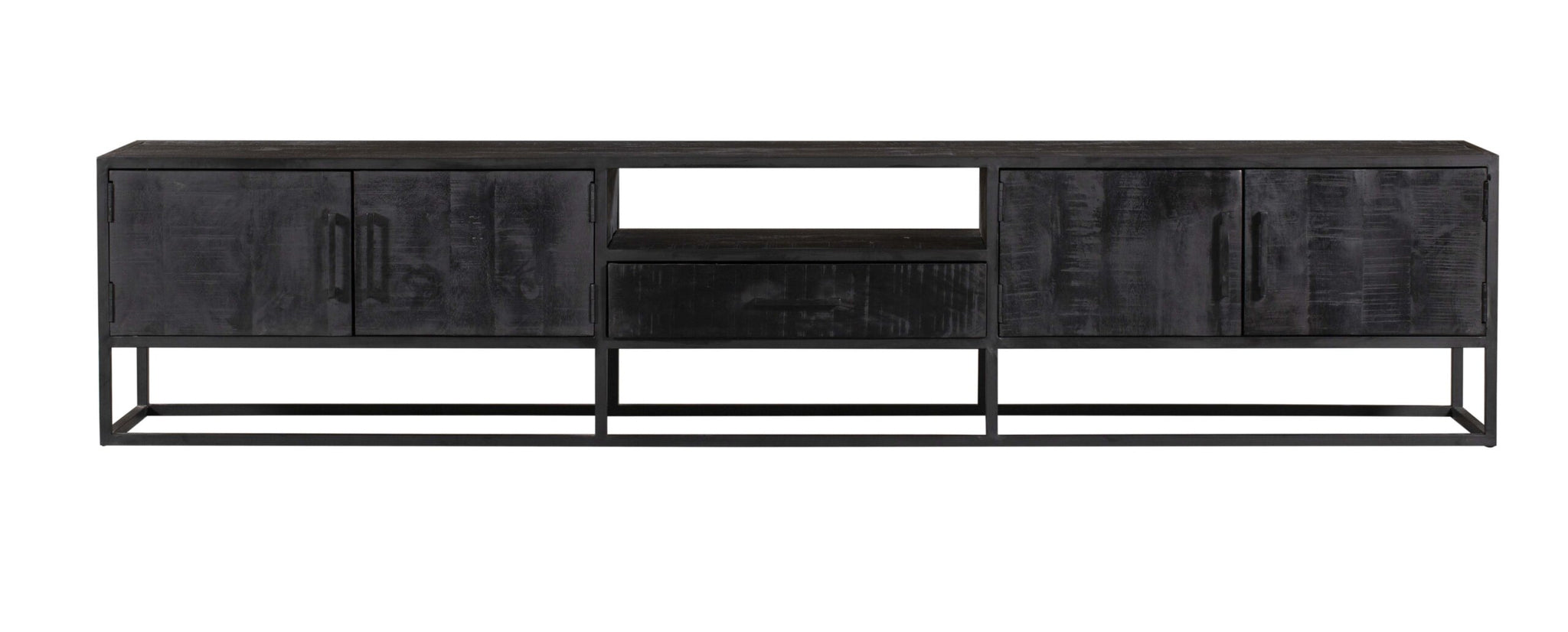 Tv-meubel Denver Zwart 240 cm | Mangohout en staal - STF