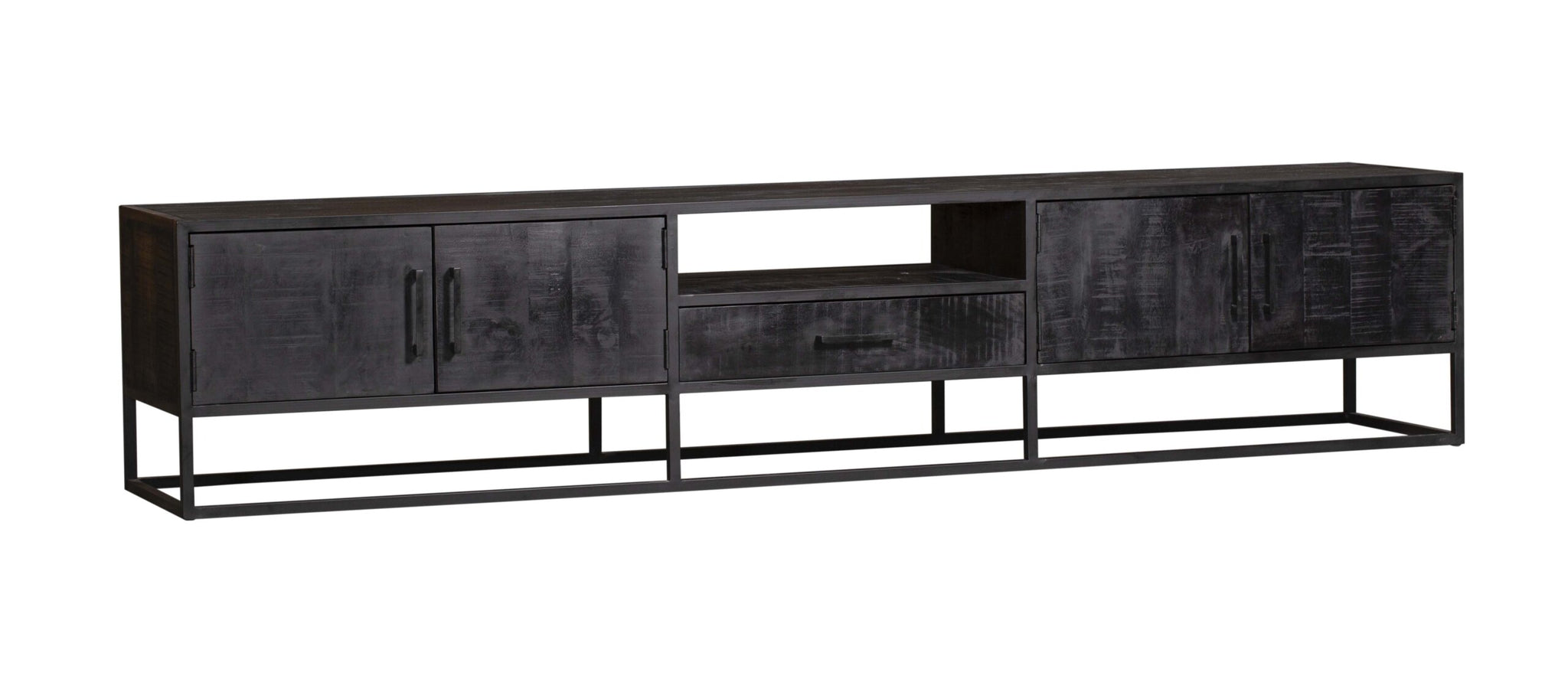 Tv-meubel Denver Zwart 240 cm | Mangohout en staal - STF
