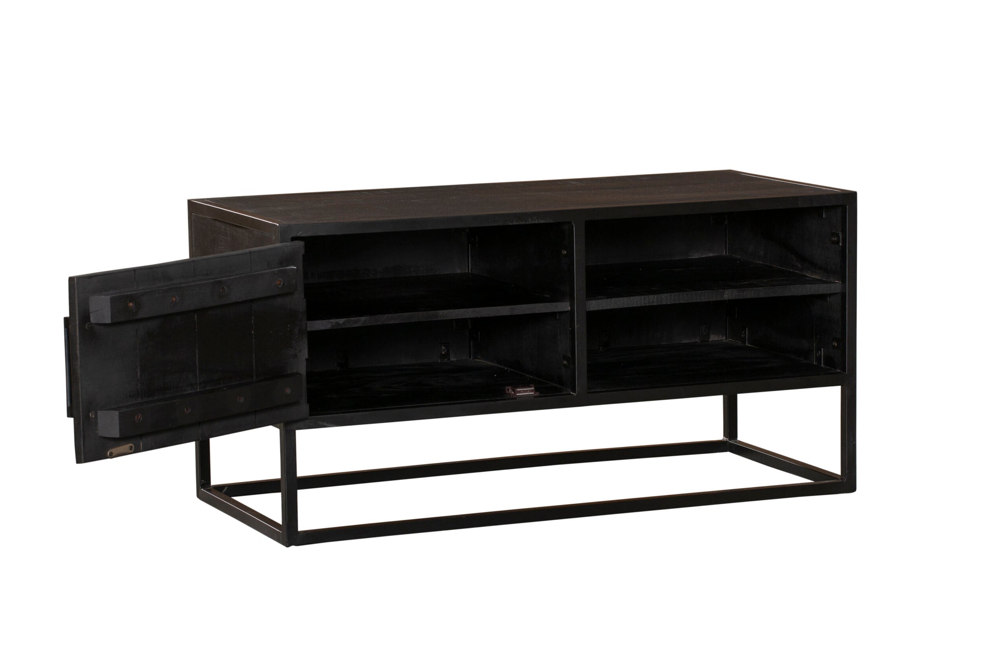 Tv-meubel Denver Zwart 100 cm | Mangohout en staal - STF