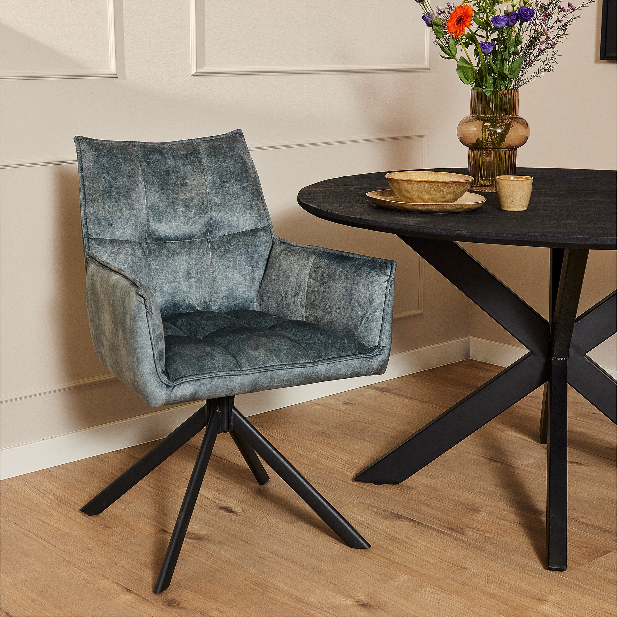 Fauteuil Dani velours bleu clair - STF