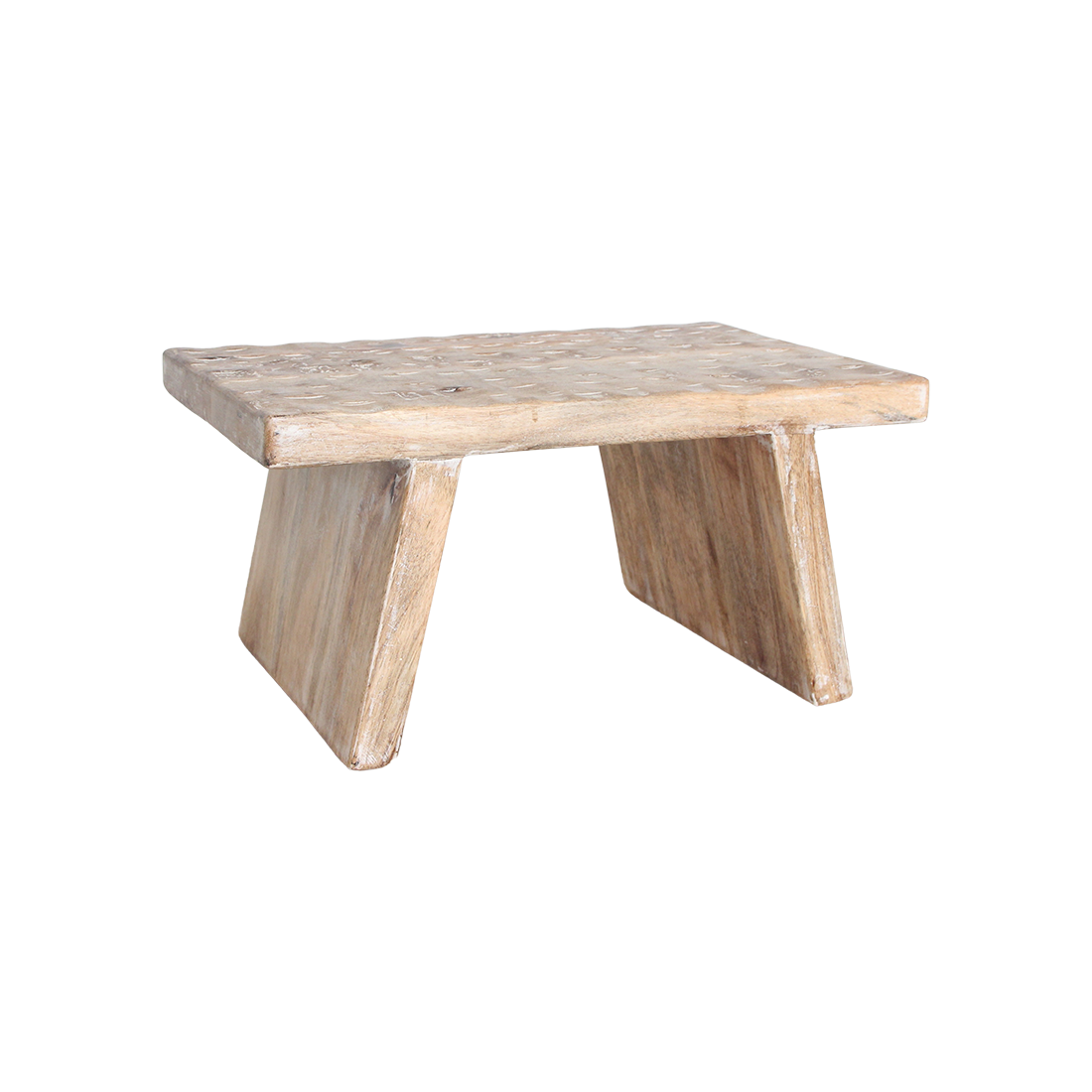 Mangohouten bijzettafel/kruk naturel - 40x25x20 cm - RAW