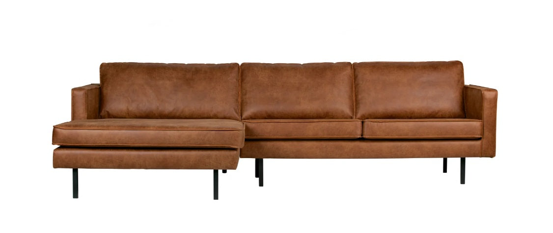 Salonset Rodeo - chaise longue links - ecoleer cognac, zwart of mosgroen - EEKH