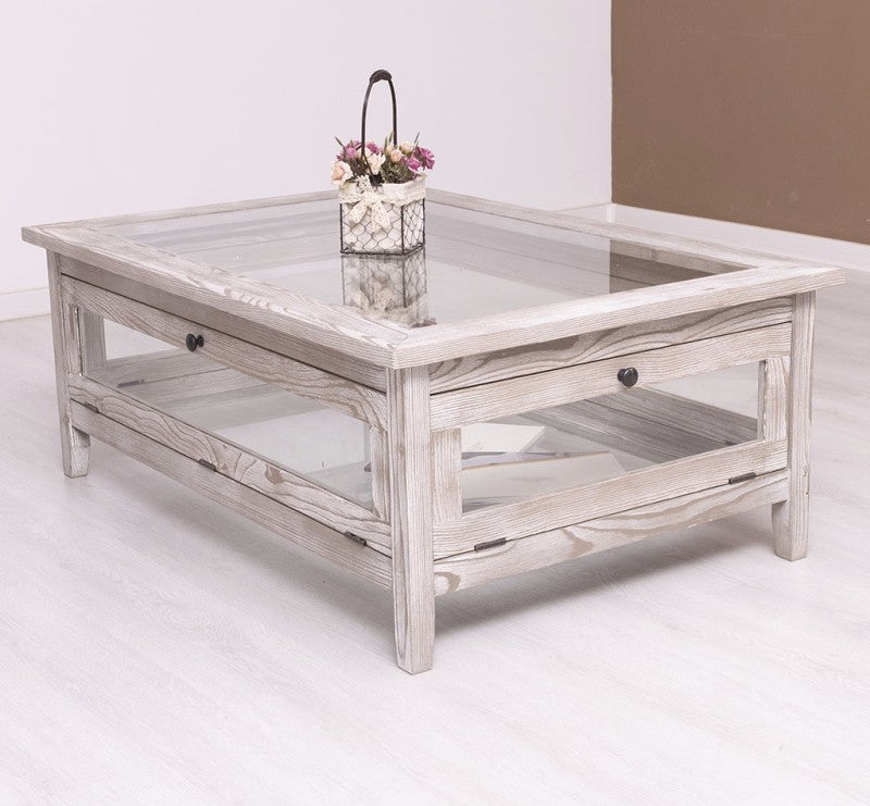 SZMO.PS183 TABLE BASSE PLATEAU EN VERRE
