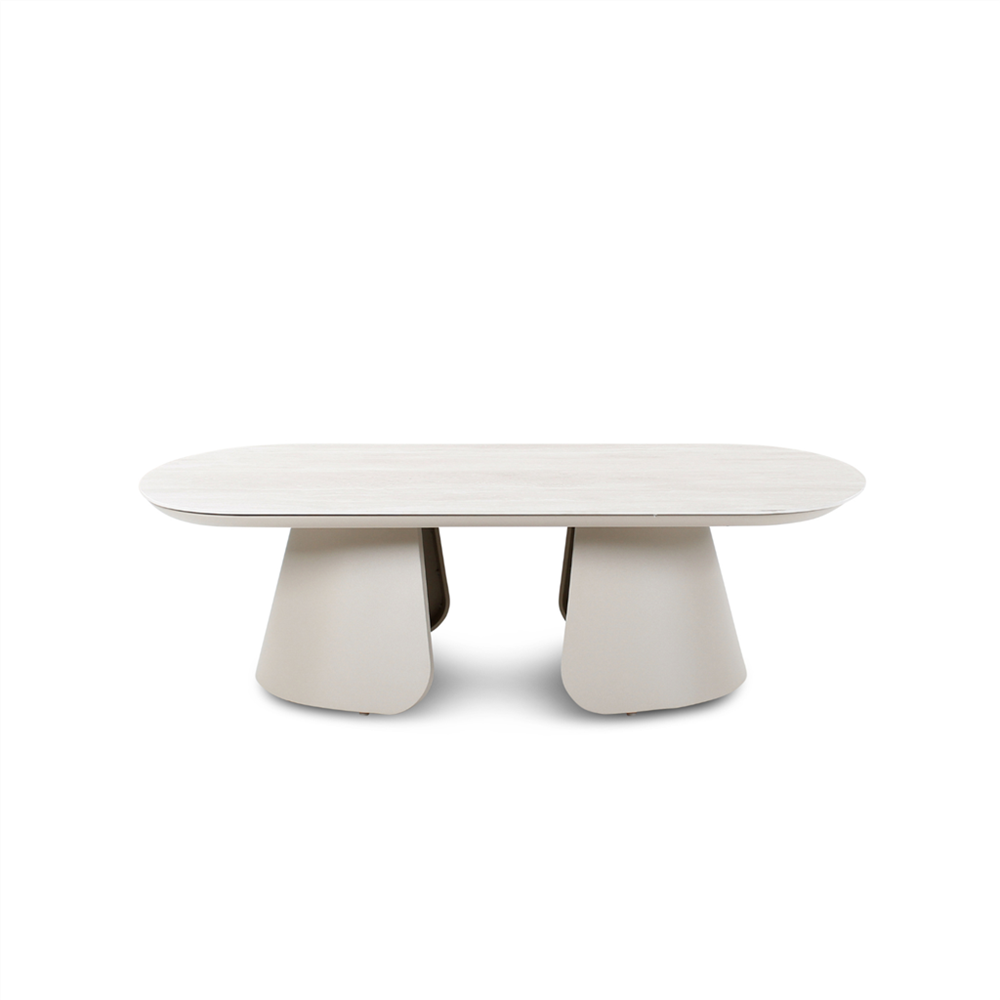 Outdoor salontafel Mikos 130 sintered stone travertin, alu topo - VDC