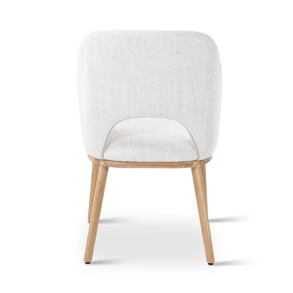 Eetkamerstoel Vigil beige of mosgroen, poten eik naturel - VDC