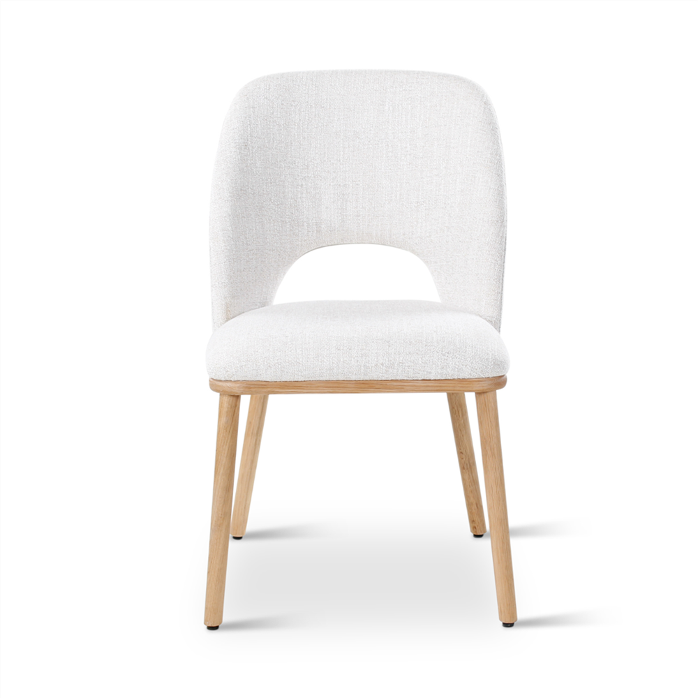 Eetkamerstoel Vigil beige of mosgroen, poten eik naturel - VDC