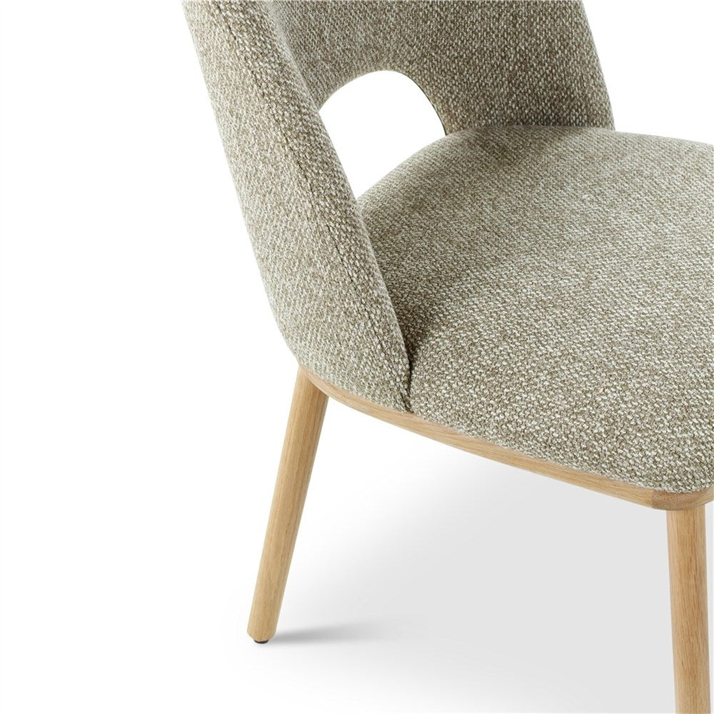 Eetkamerstoel Vigil beige of mosgroen, poten eik naturel - VDC