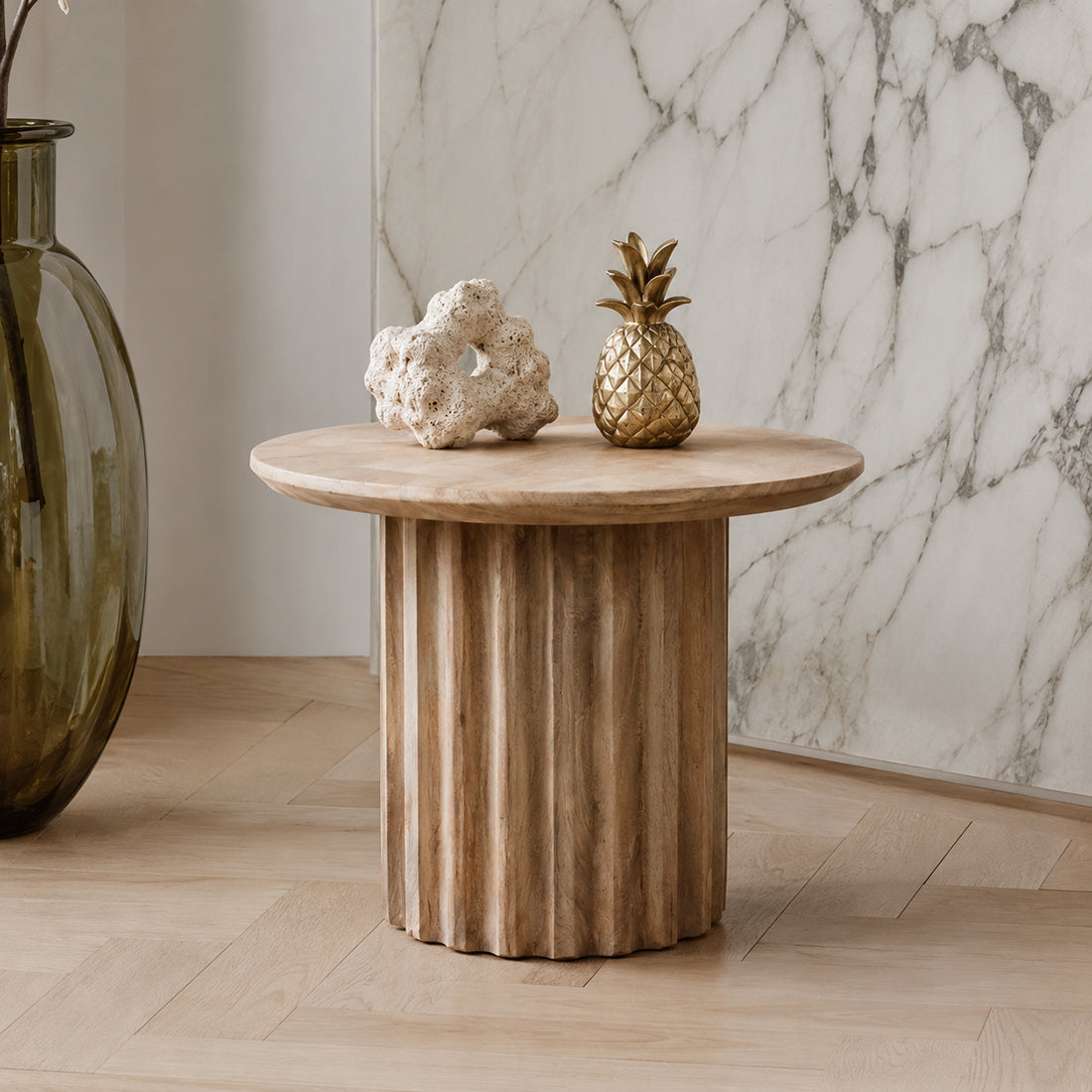 table d’appoint Bullnose manguier naturel - RAW