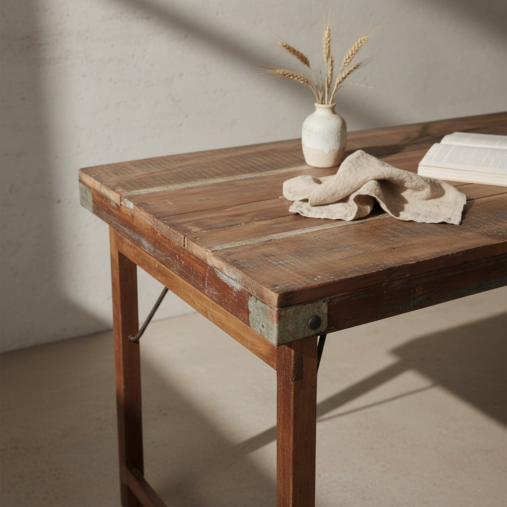 Eettafel XL inklapbaar - Gerecycled hout - RAW