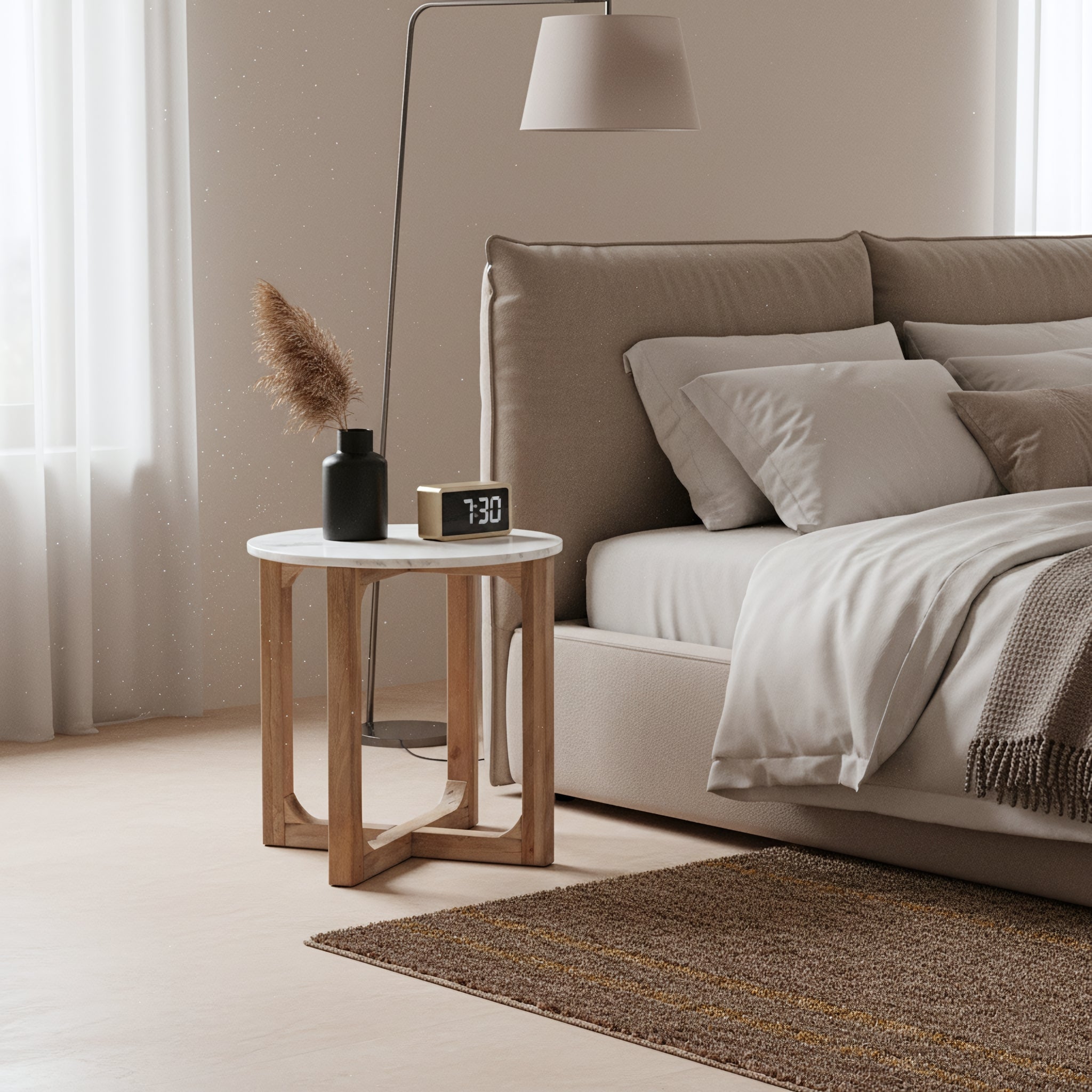 Bijzettafel marmer, wit - RAW