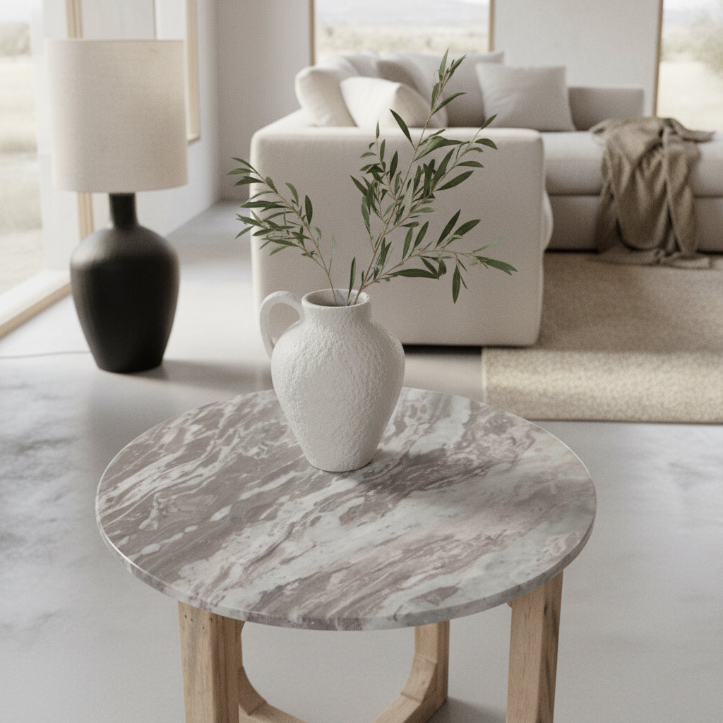 Bijzettafel Fantasie marmer, bruin - RAW