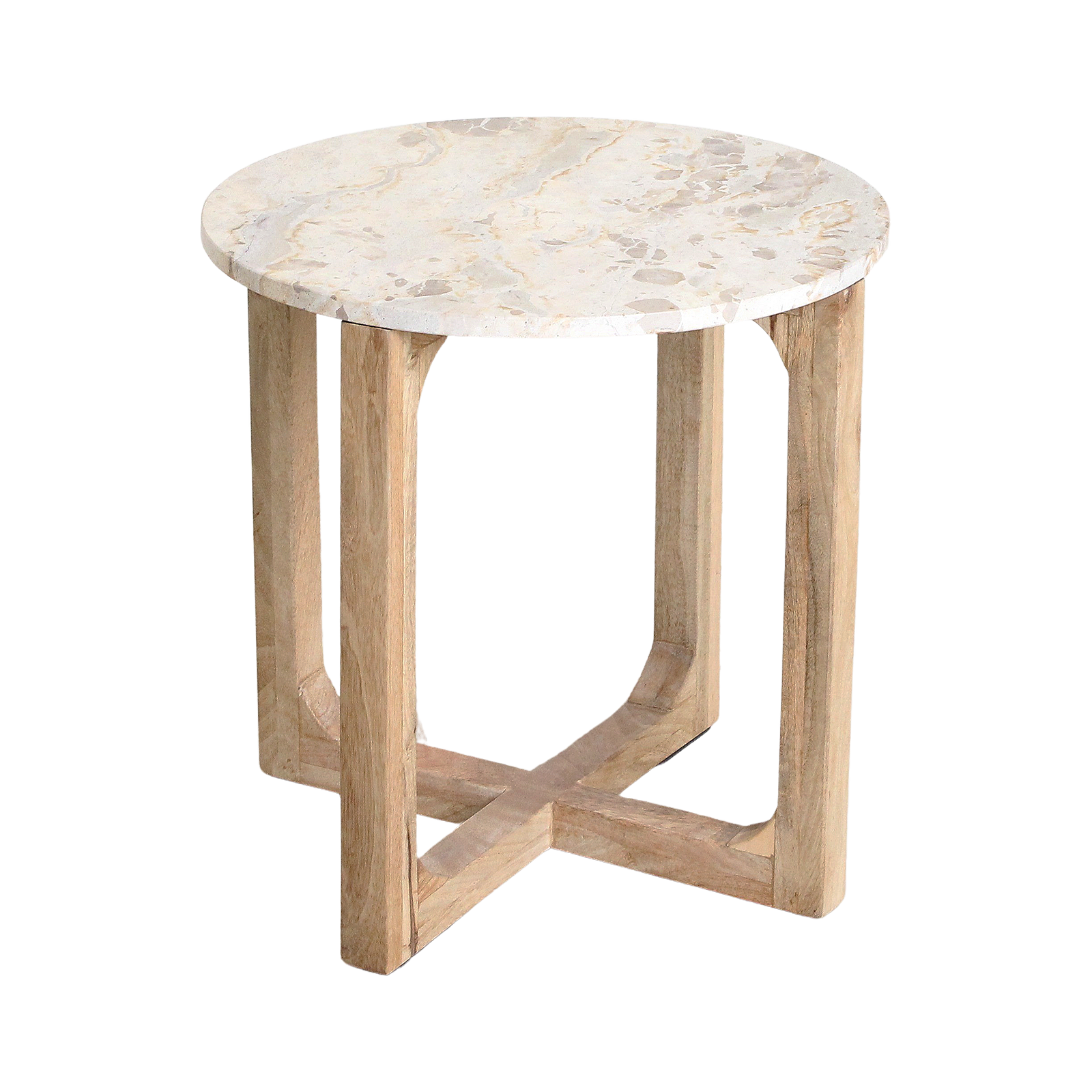 Marmeren bijzettafel crème - 50x50x50 cm - RAW
