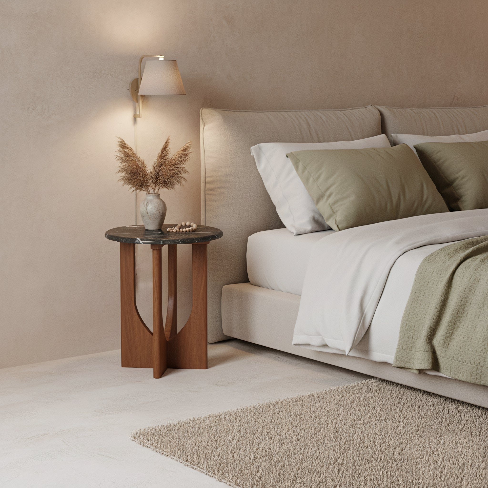 Bijzettafel Brunei marmer, zwart -RAW