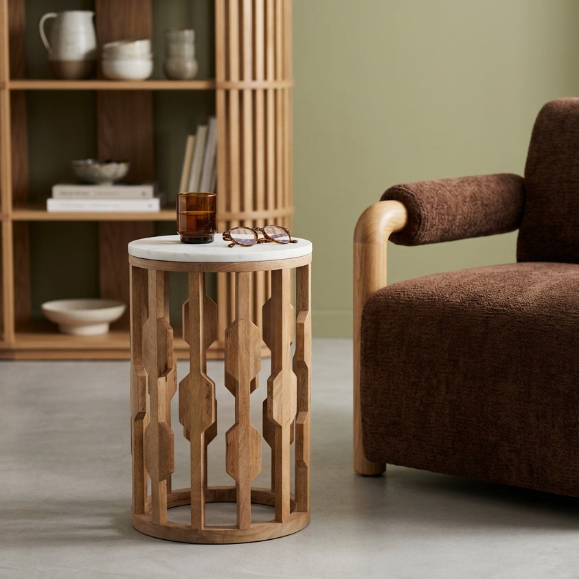 Table d’appoint Atjeh marbre, blanc - RAW