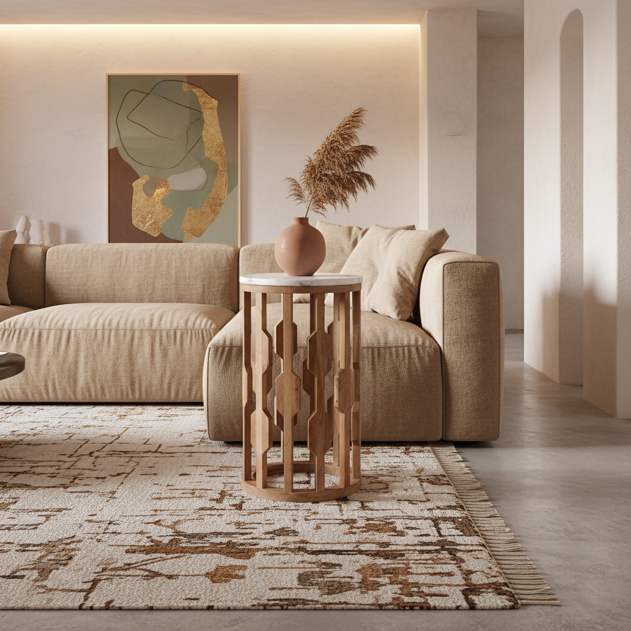 Bijzettafel Atjeh marmer, wit - RAW