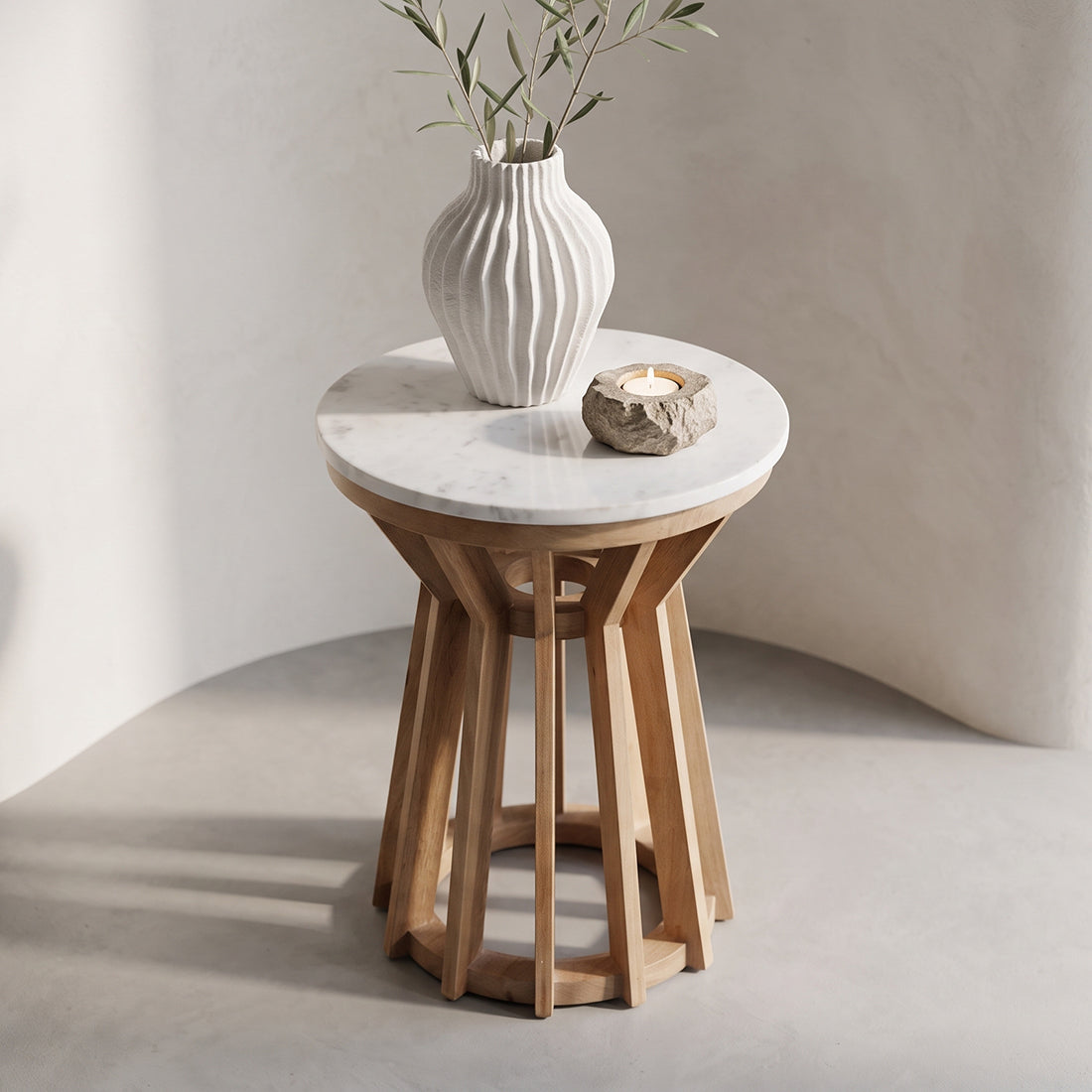 Table d’appoint Sarawak marbre, blanc - RAW